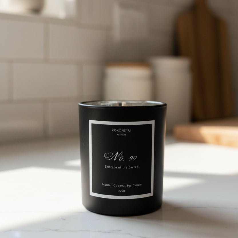 No. 90 — Embrace of the Sacred   Coconut Soy Candle | Sandalwood, Amber & Cedarwood