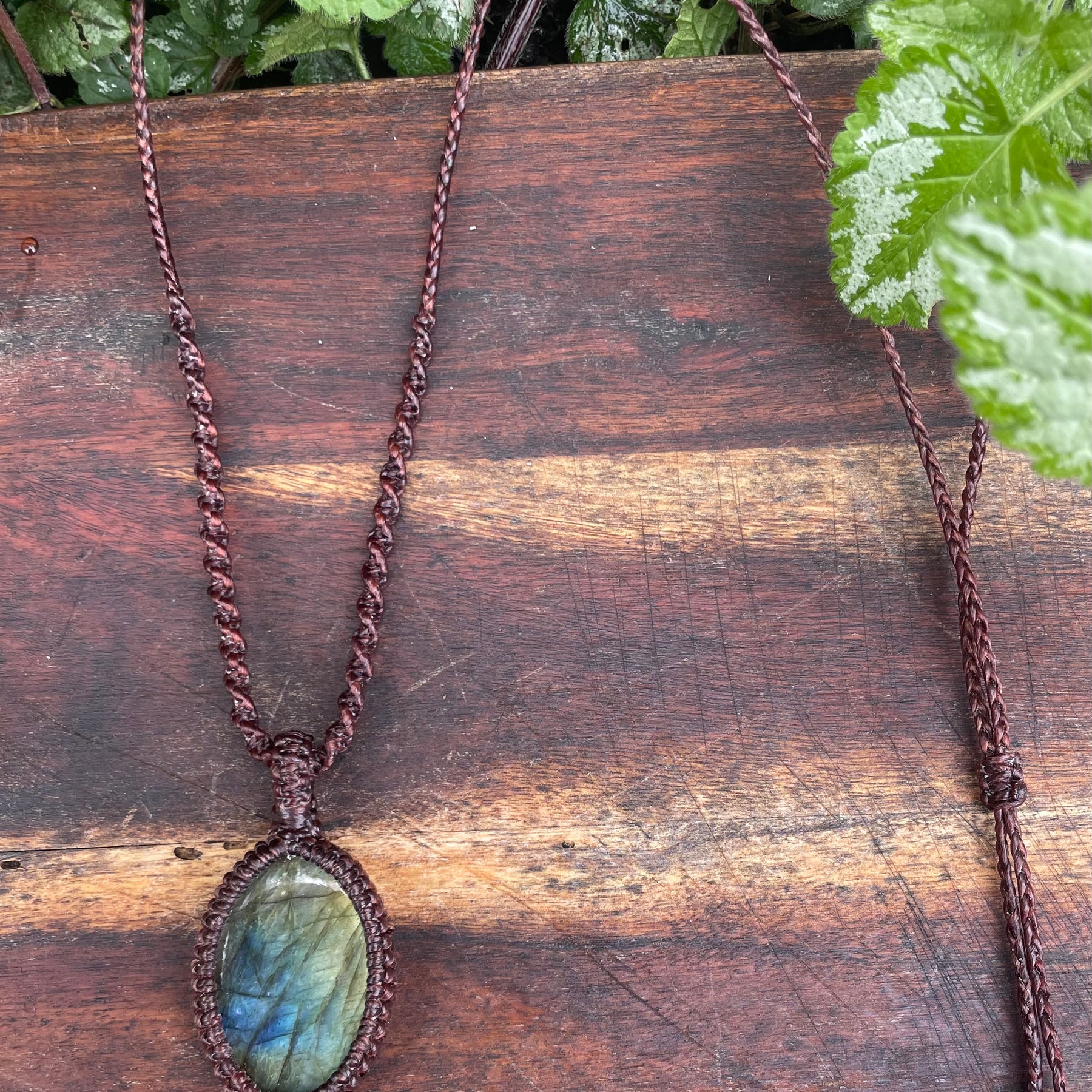 Labradorite Pendant, boho macrame necklace, adjustable