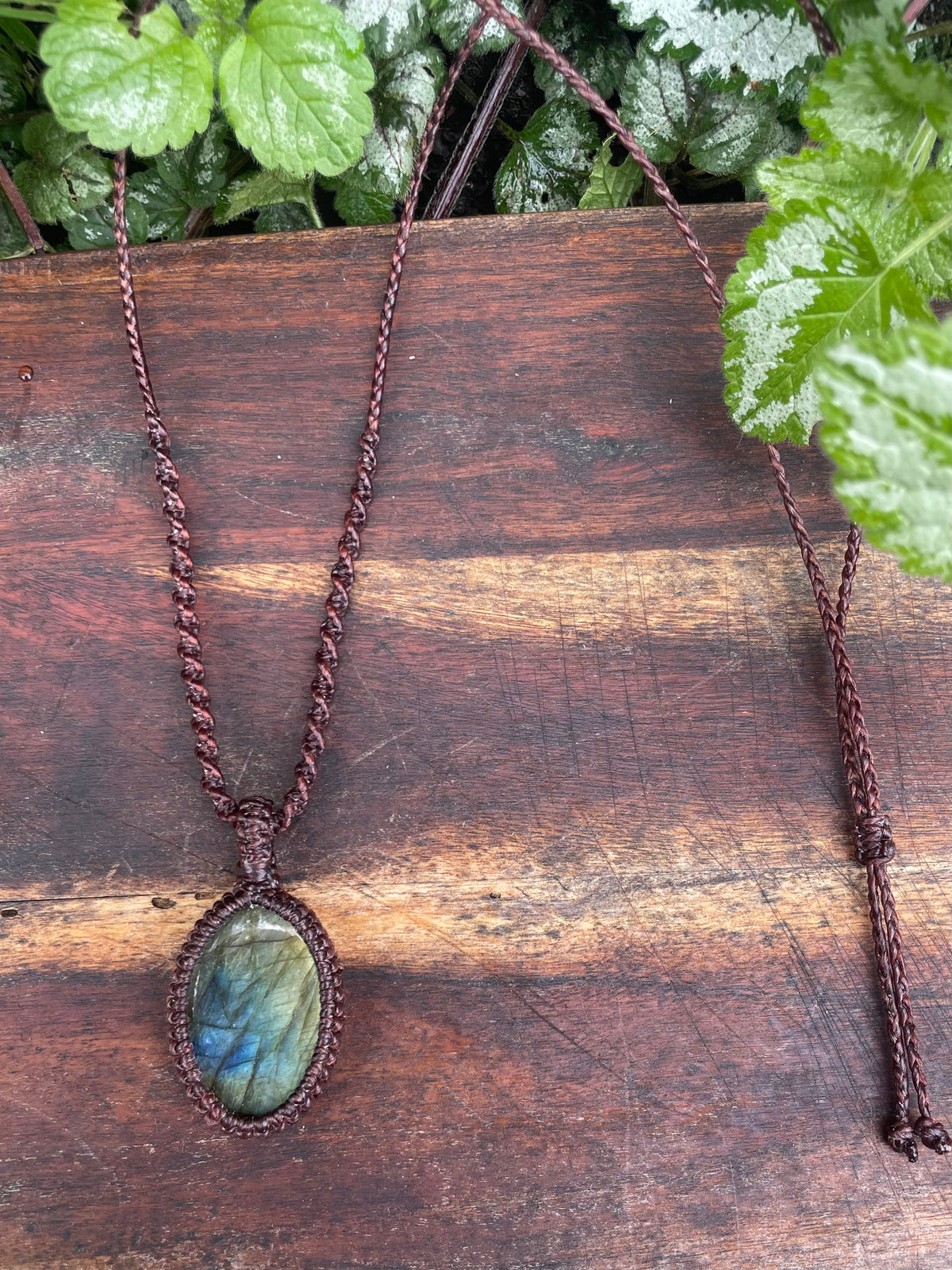 Labradorite Pendant, boho macrame necklace, adjustable