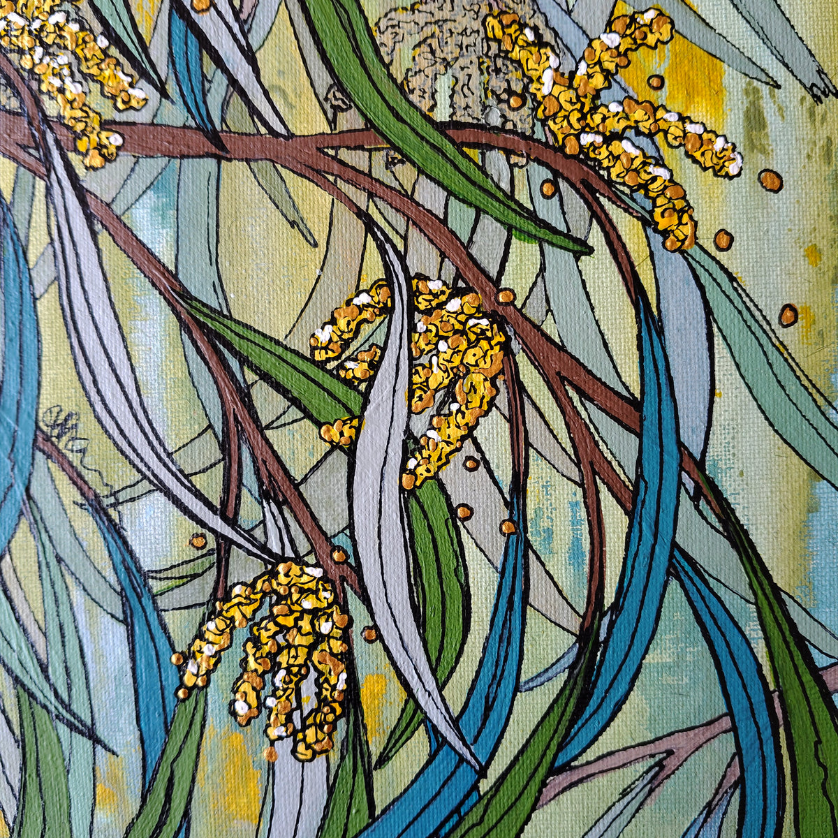 A3 ORIGINAL ARTWORK - "Breezy Whispers of Wattle" - Abstract Art