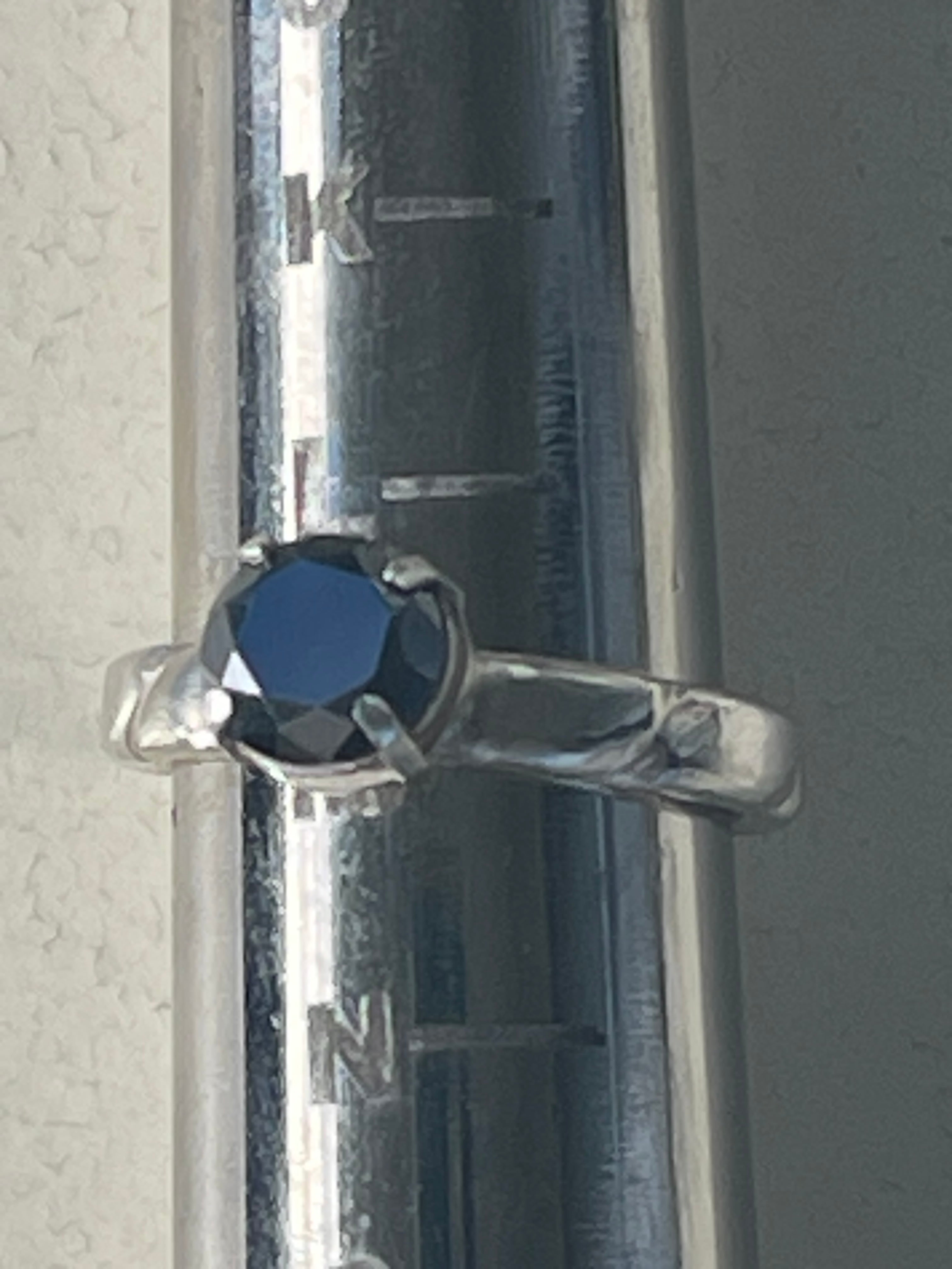 Black Moisonite ring with ropes band in silver