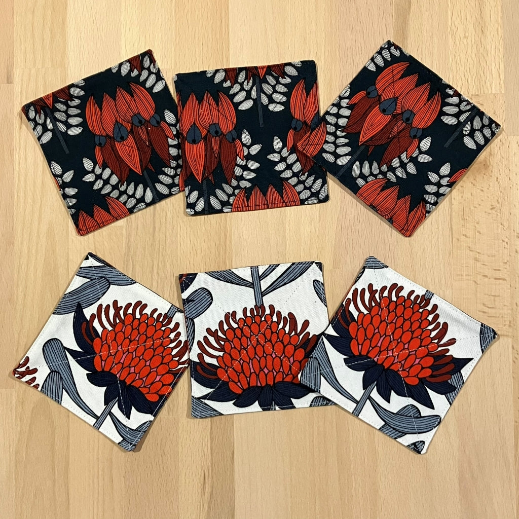 handmade Australian native reversible - waratah & sturts desert pea
