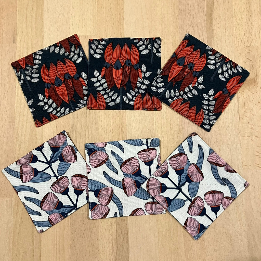 handmade Australian reversible - sturt's desert pea & gum flowers