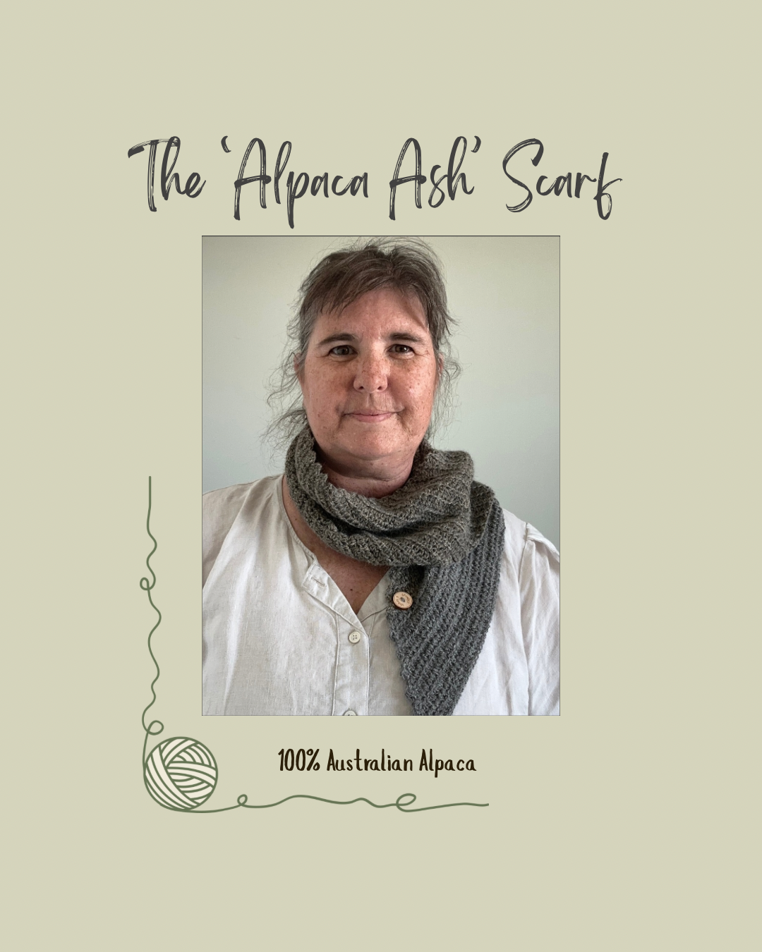 Australian Alpaca ‘Ash’ Crocheted Scarf