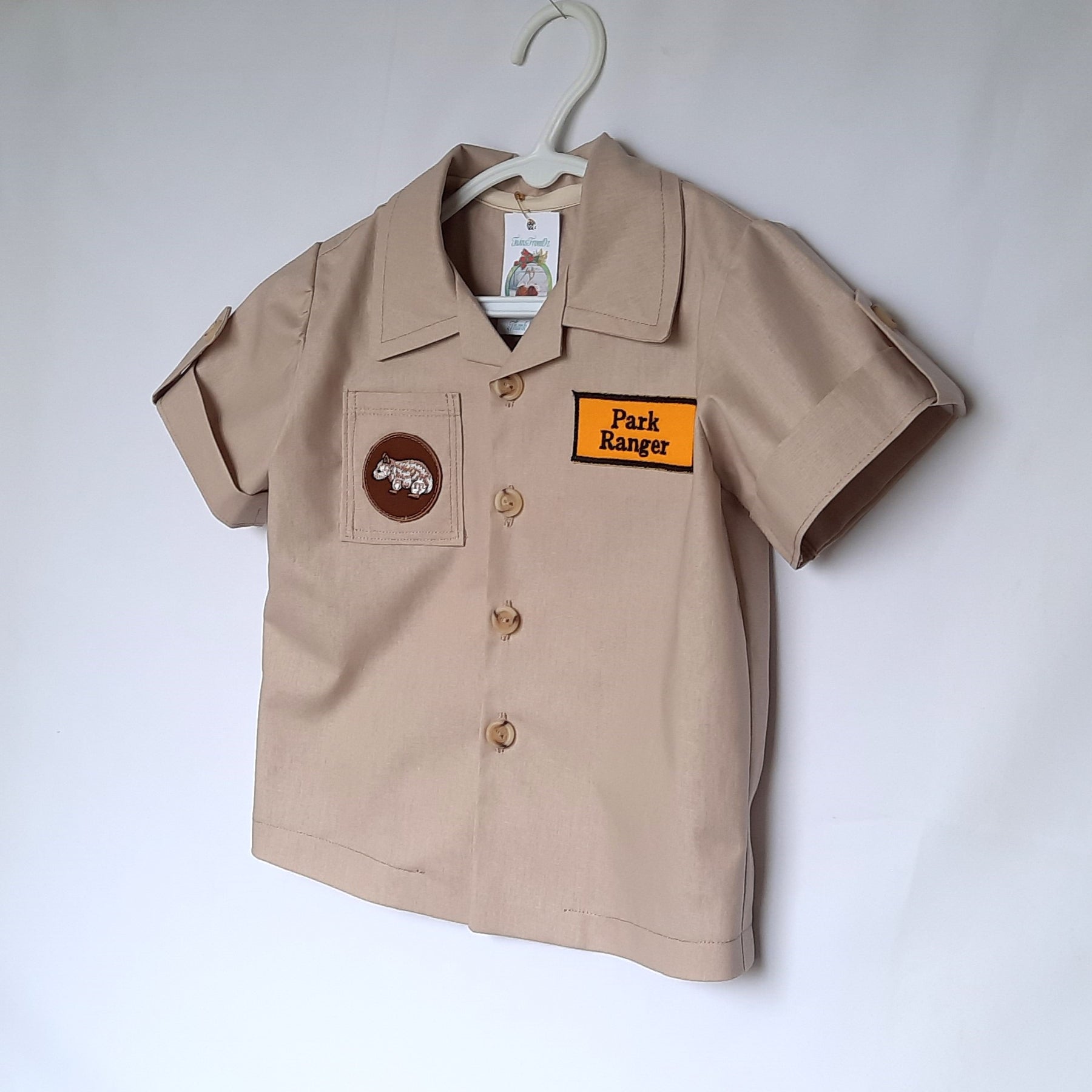 Kids Wombat Park Ranger Outfit: Shirt, Shorts & Belt - Sizes 1 - 6