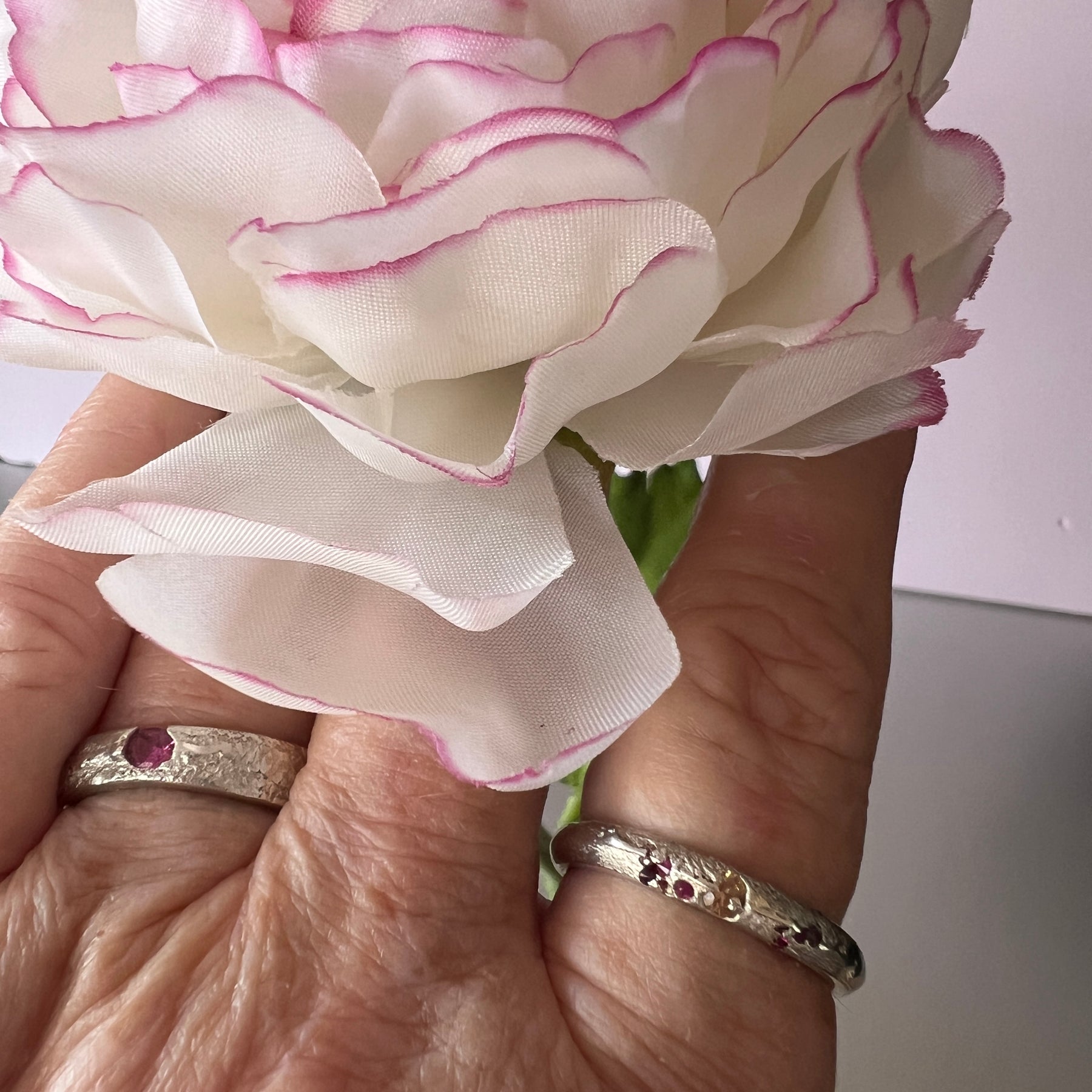 “Outback Sunsets” Sterling Silver Yellow/Pink Sapphires-Ring size “T”