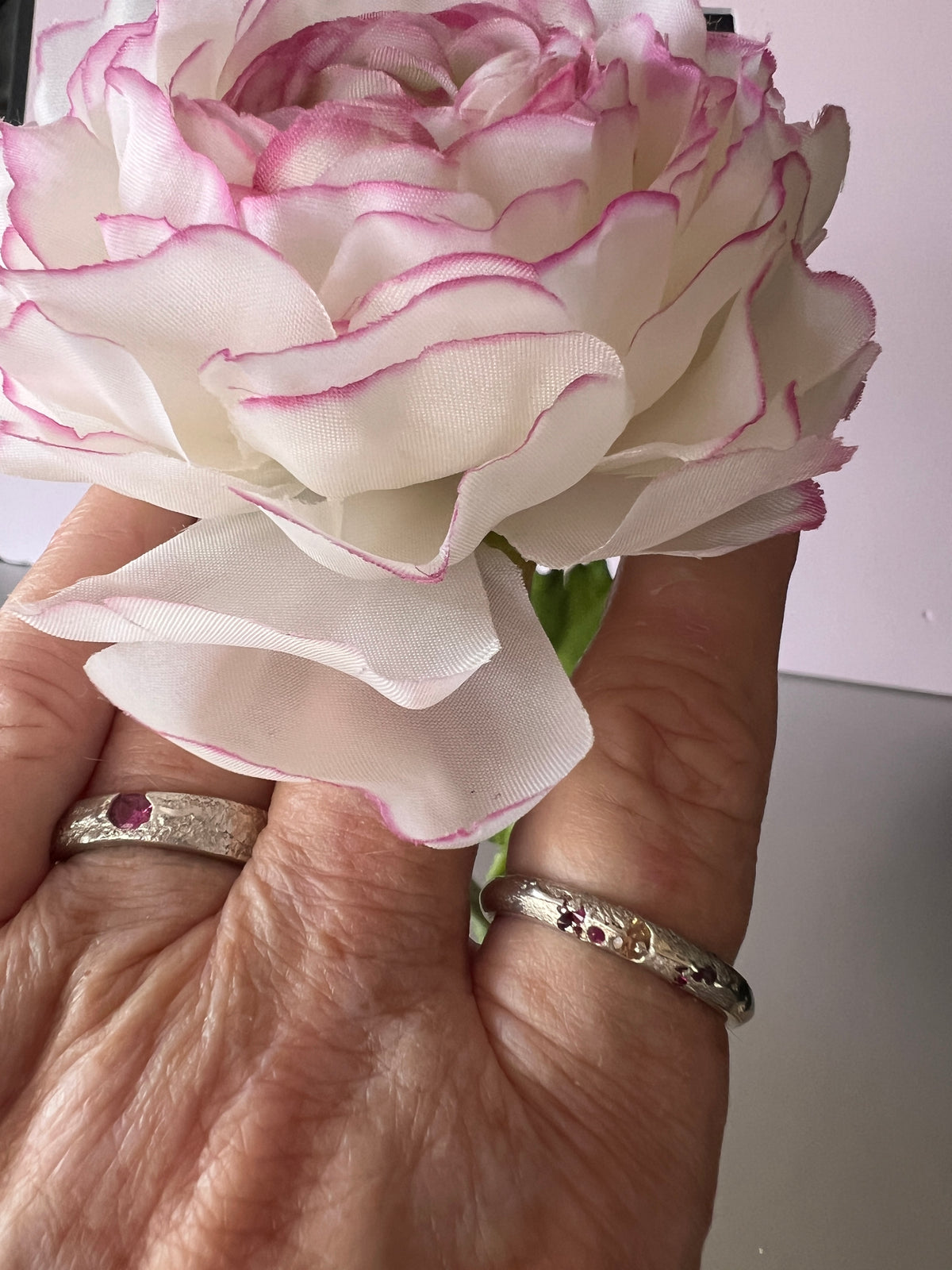 “Outback Sunsets” Sterling Silver Yellow/Pink Sapphires-Ring size “T”