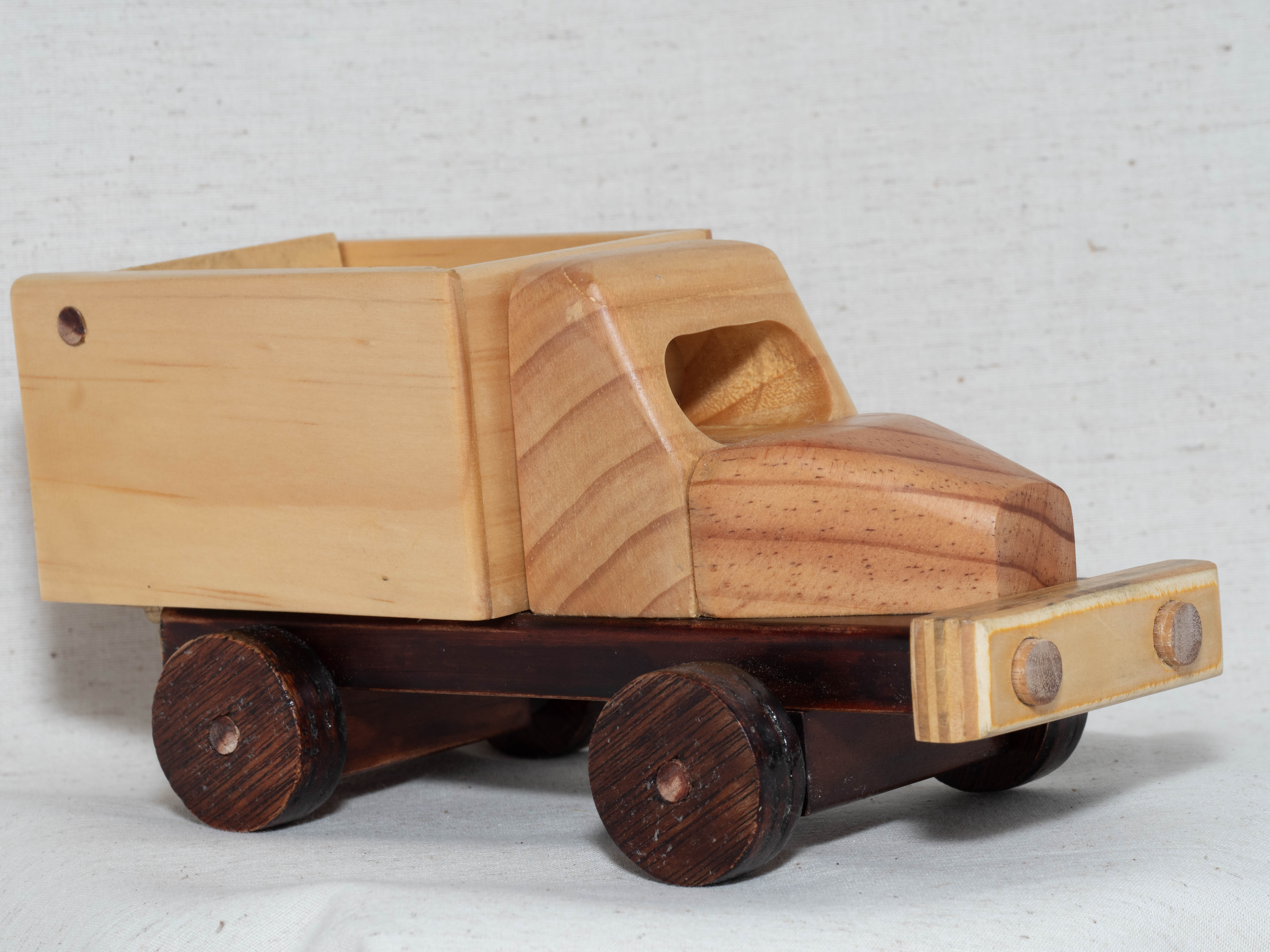 Wooden toy tip-truck