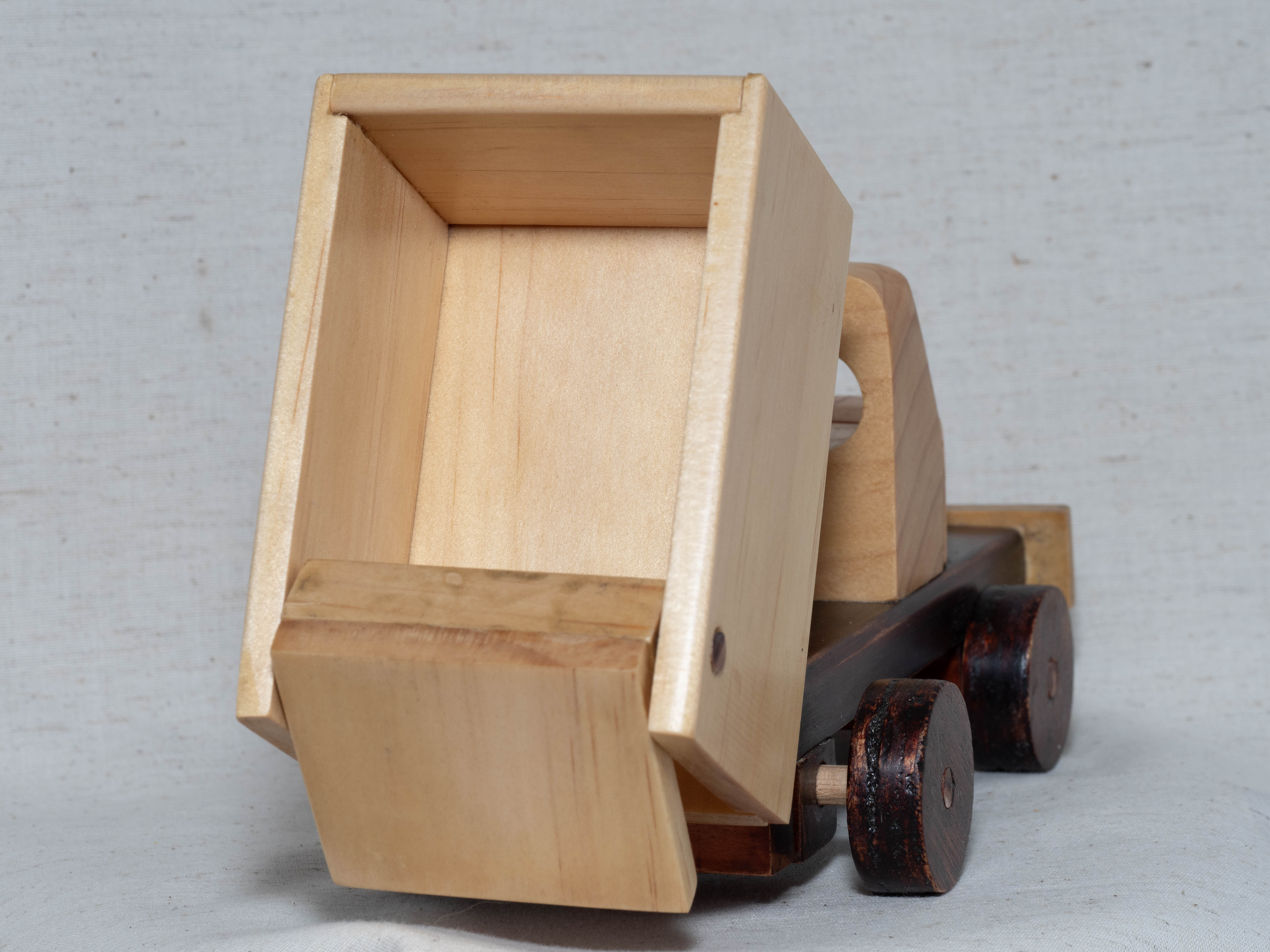 Wooden toy tip-truck