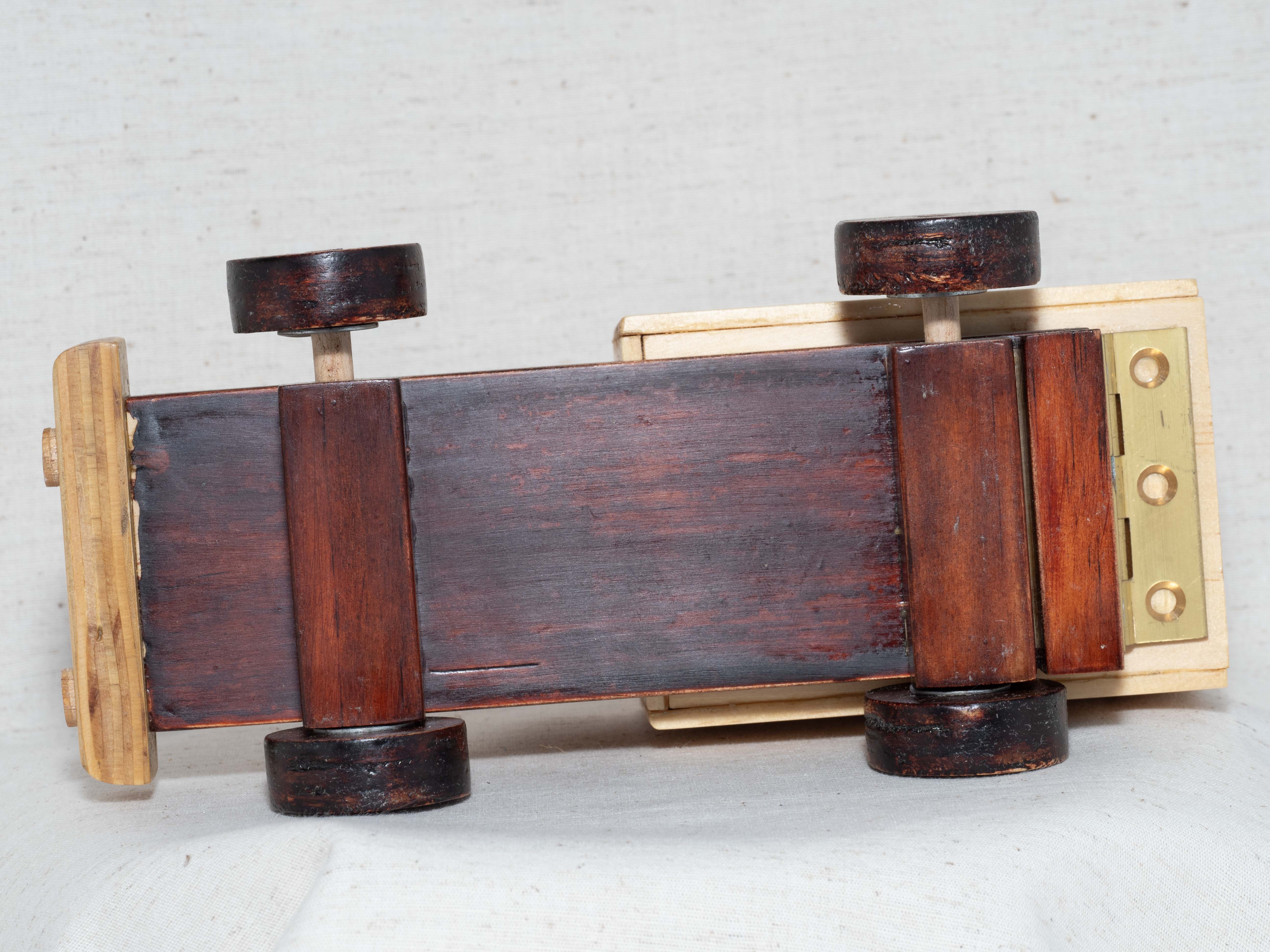 Wooden toy tip-truck