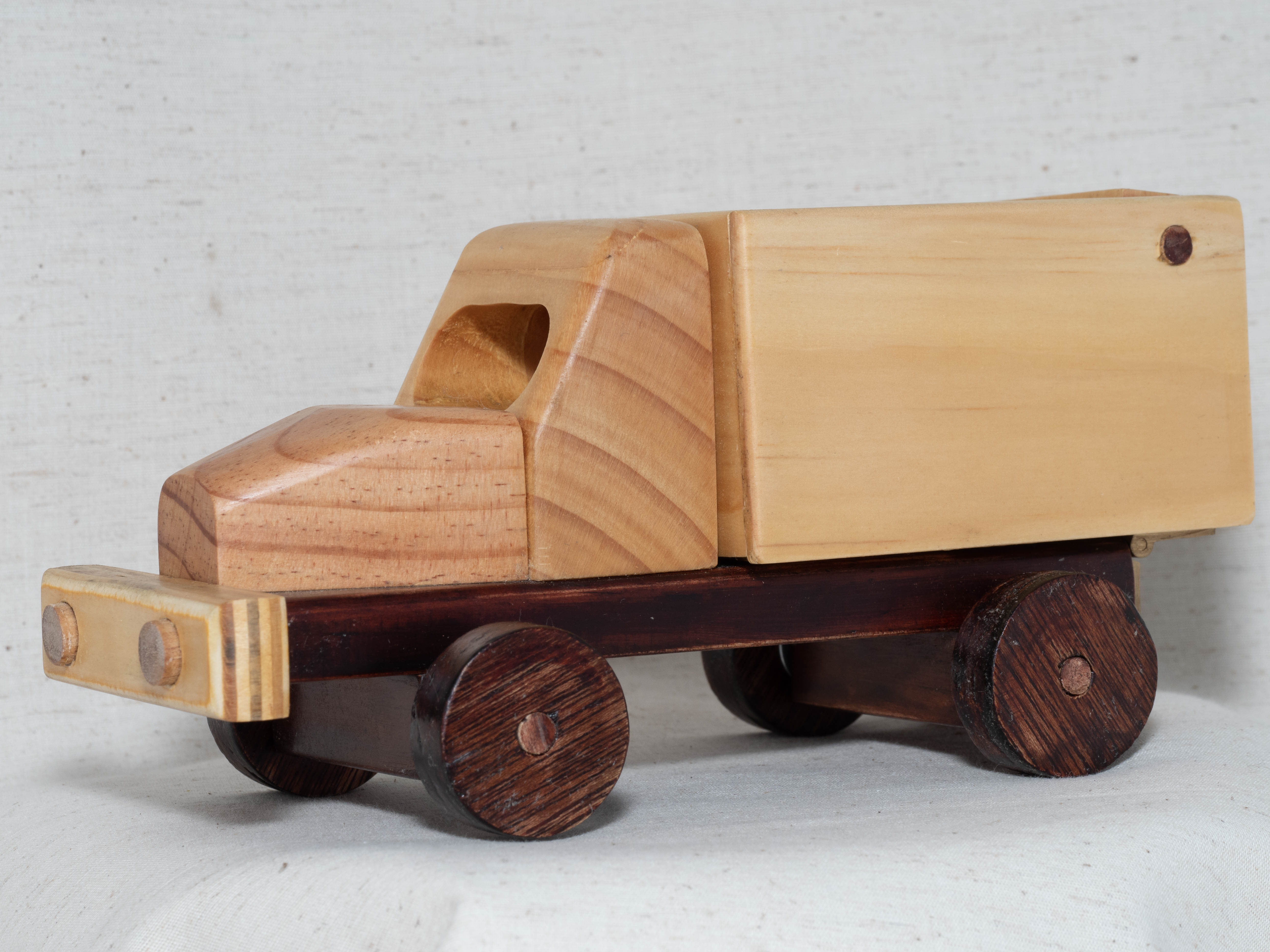 Wooden toy tip-truck