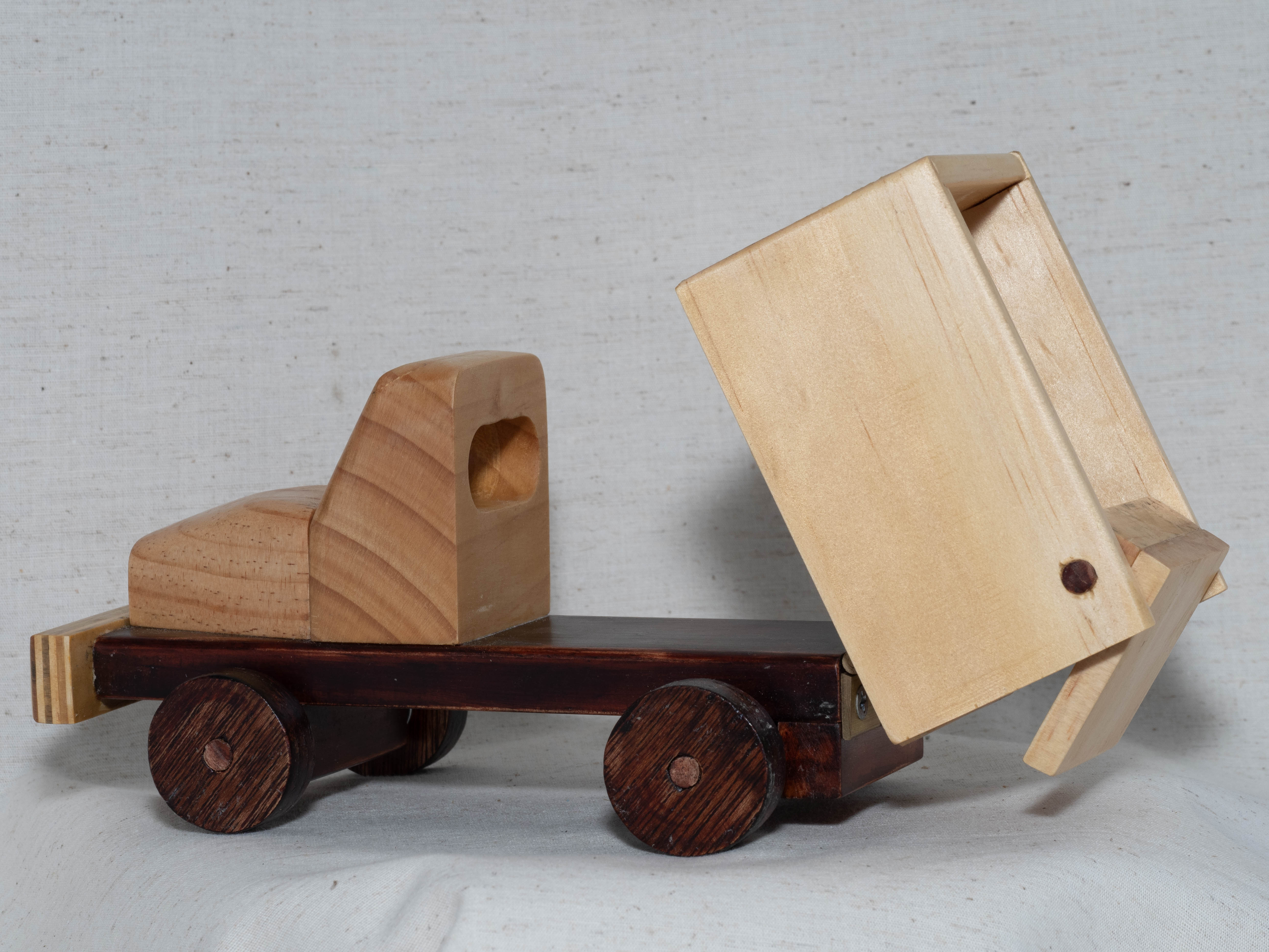 Wooden toy tip-truck