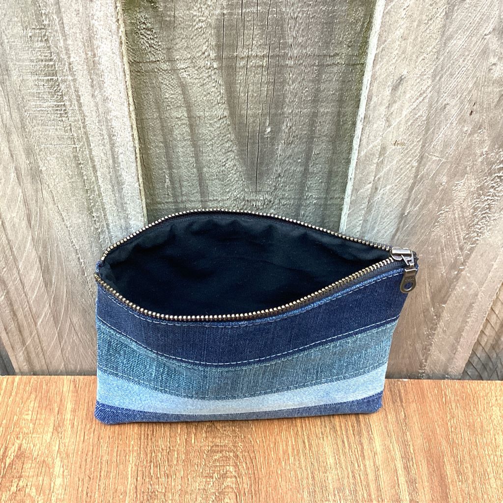 Upcycled Denim Purse – Striped Denim