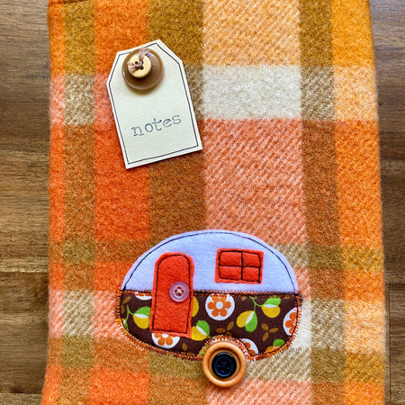 A5 Upcycled Notebook Vintage Caravan - Orange