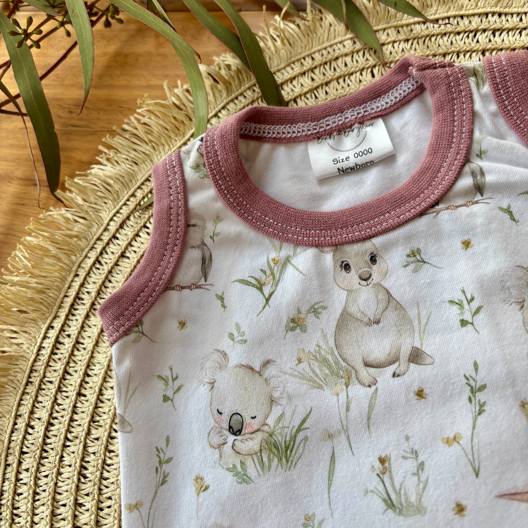 Baby Tank Bodysuit | Kangaroo Fields | Size premmie to 2 | Made to order