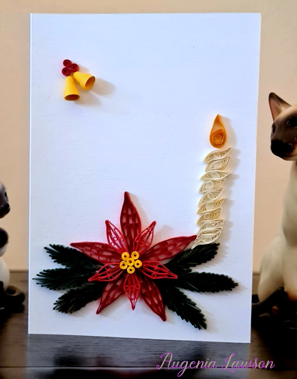 Handmade Paper Quilled Christmas Card – Baubles, Candle Poinsettia or Triple Poinsettia – Unique Festive Greeting