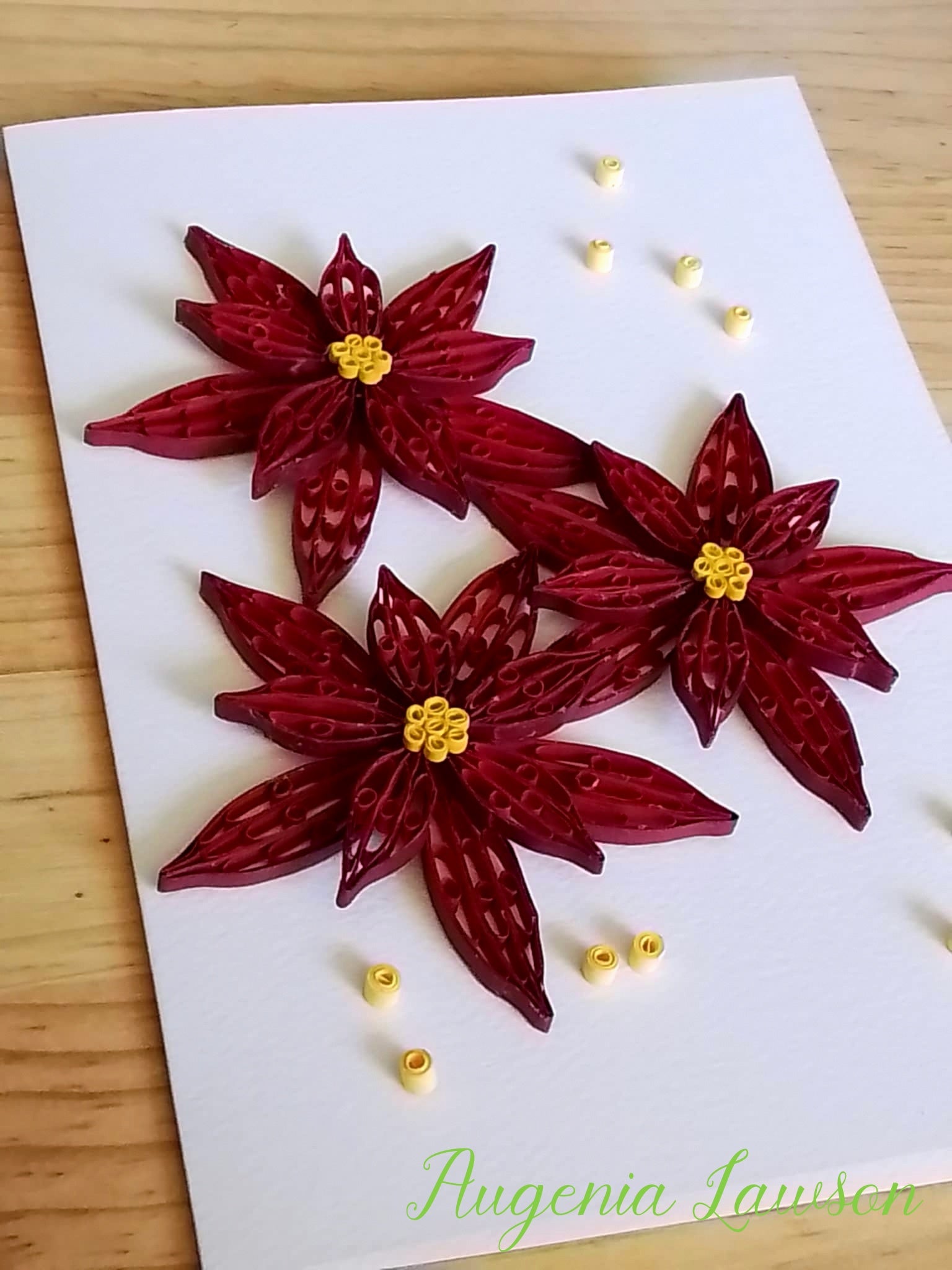 Handmade Paper Quilled Christmas Card – Baubles, Candle Poinsettia or Triple Poinsettia – Unique Festive Greeting