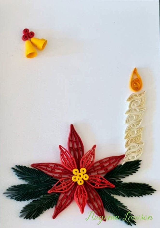 Handmade Paper Quilled Christmas Card – Baubles, Candle Poinsettia or Triple Poinsettia – Unique Festive Greeting