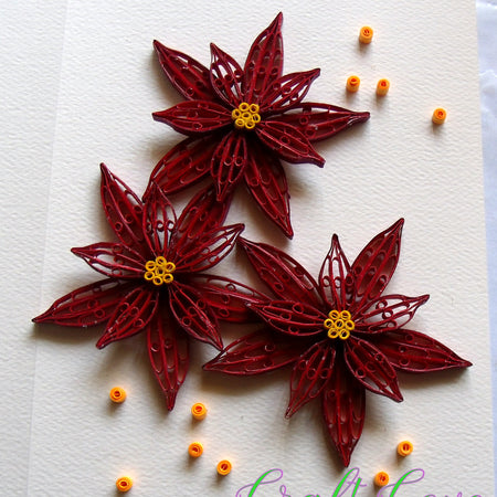 Handmade Paper Quilled Christmas Card – Baubles, Candle Poinsettia or Triple Poinsettia – Unique Festive Greeting