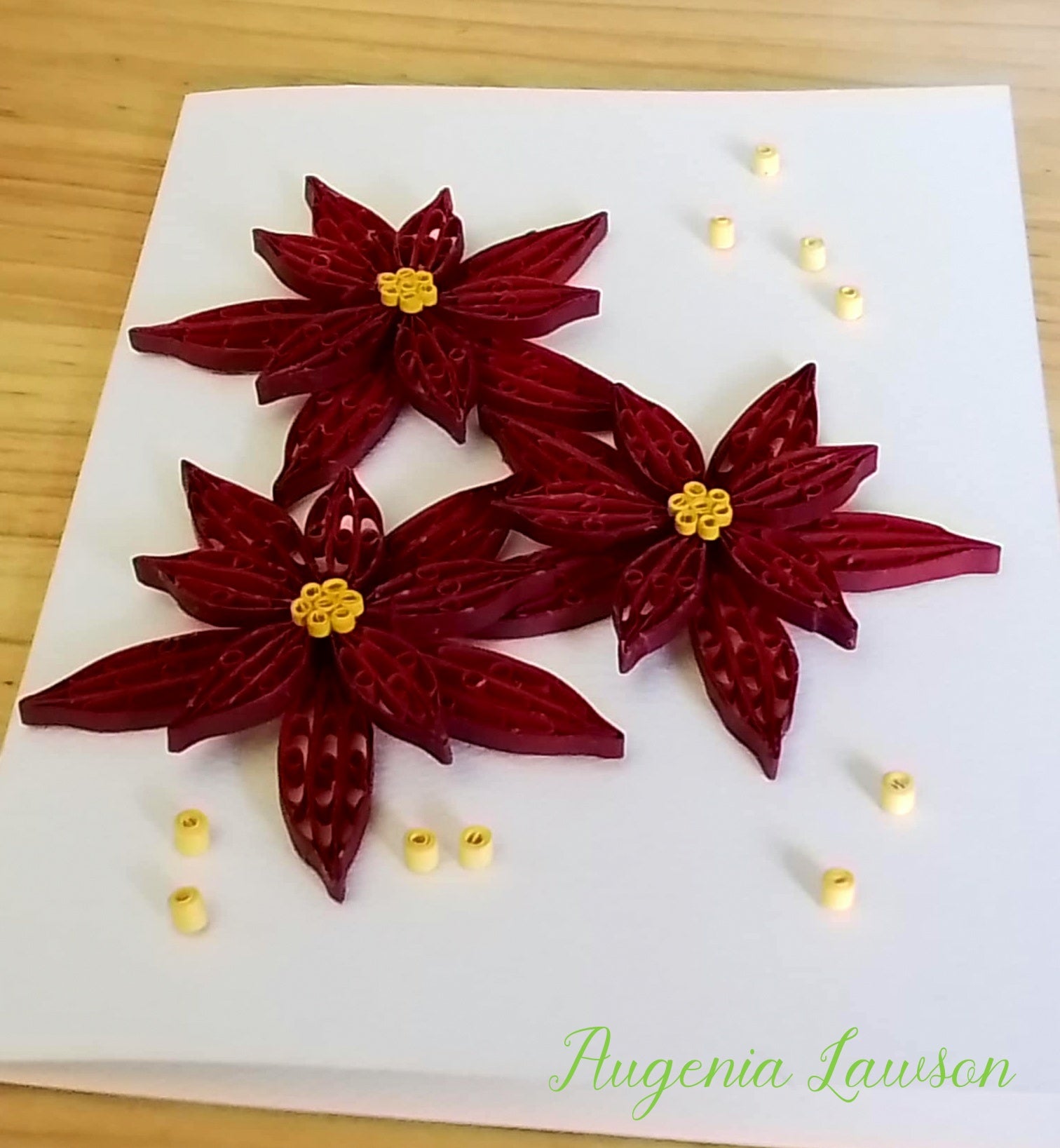 Handmade Paper Quilled Christmas Card – Baubles, Candle Poinsettia or Triple Poinsettia – Unique Festive Greeting
