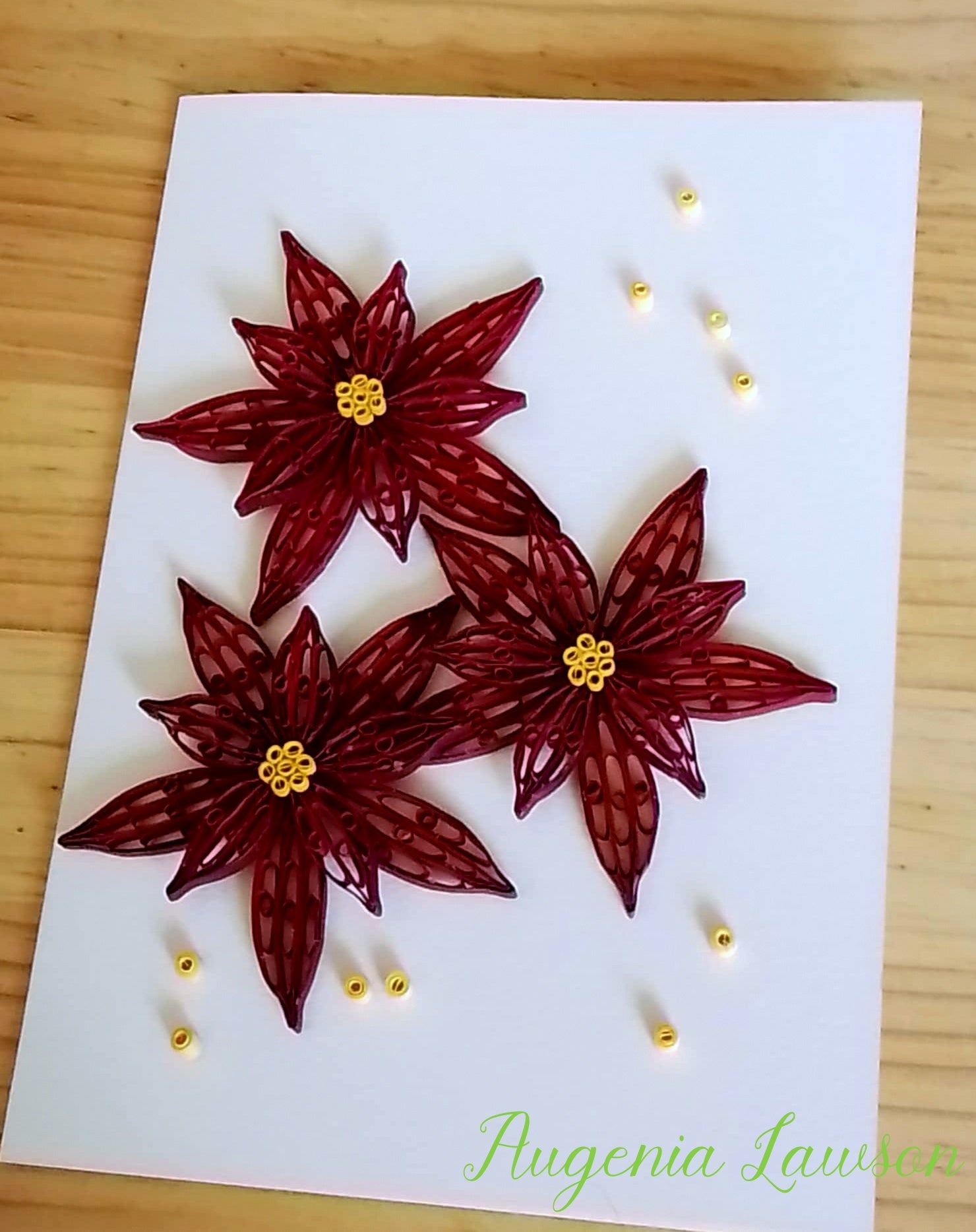 Handmade Paper Quilled Christmas Card – Baubles, Candle Poinsettia or Triple Poinsettia – Unique Festive Greeting