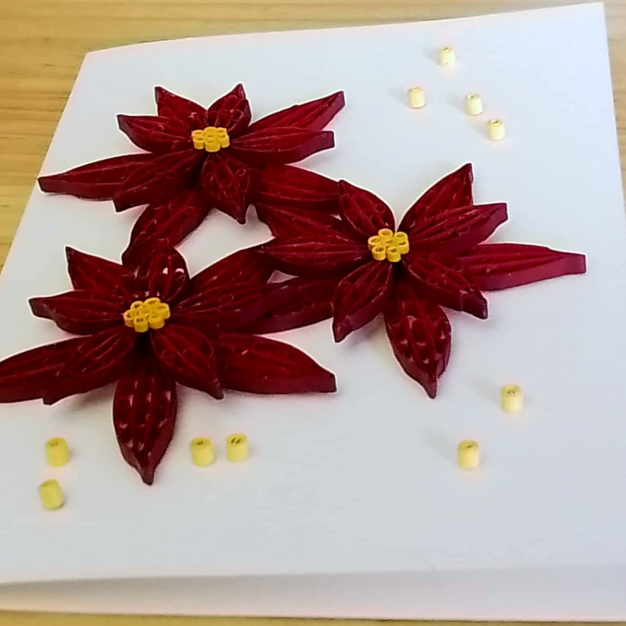 Handmade Paper Quilled Christmas Card – Baubles, Candle Poinsettia or Triple Poinsettia – Unique Festive Greeting