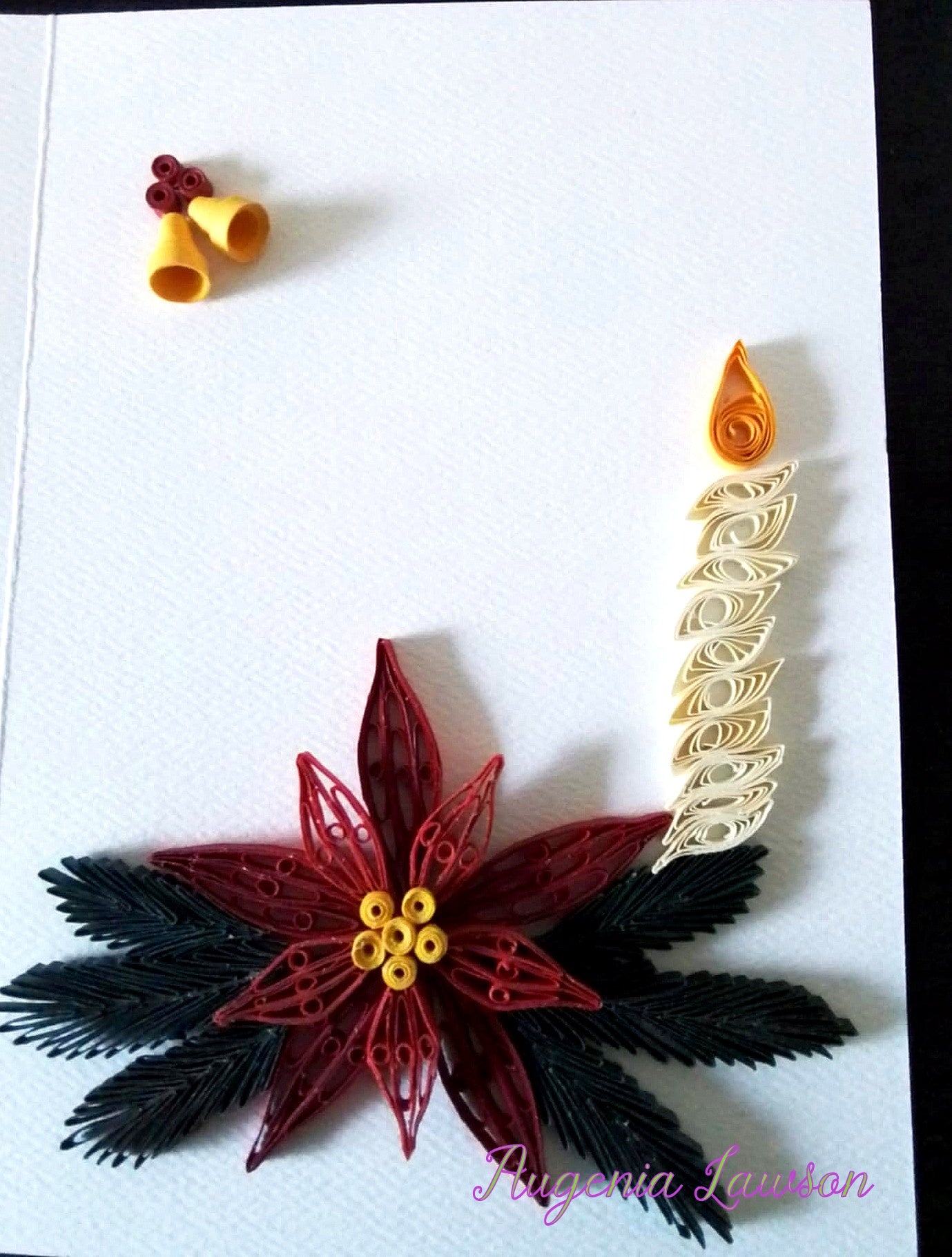 Handmade Paper Quilled Christmas Card – Baubles, Candle Poinsettia or Triple Poinsettia – Unique Festive Greeting