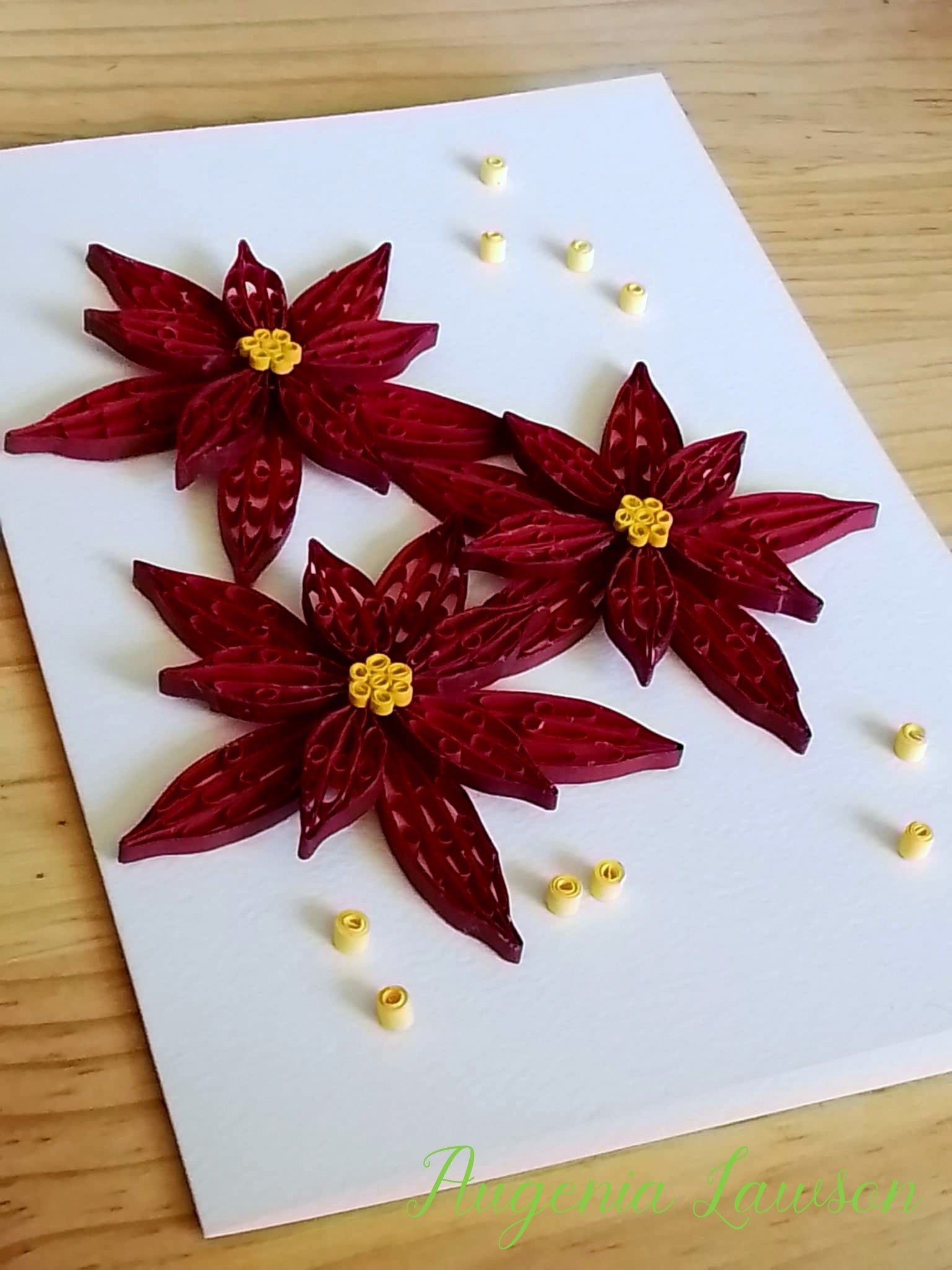 Handmade Paper Quilled Christmas Card – Baubles, Candle Poinsettia or Triple Poinsettia – Unique Festive Greeting