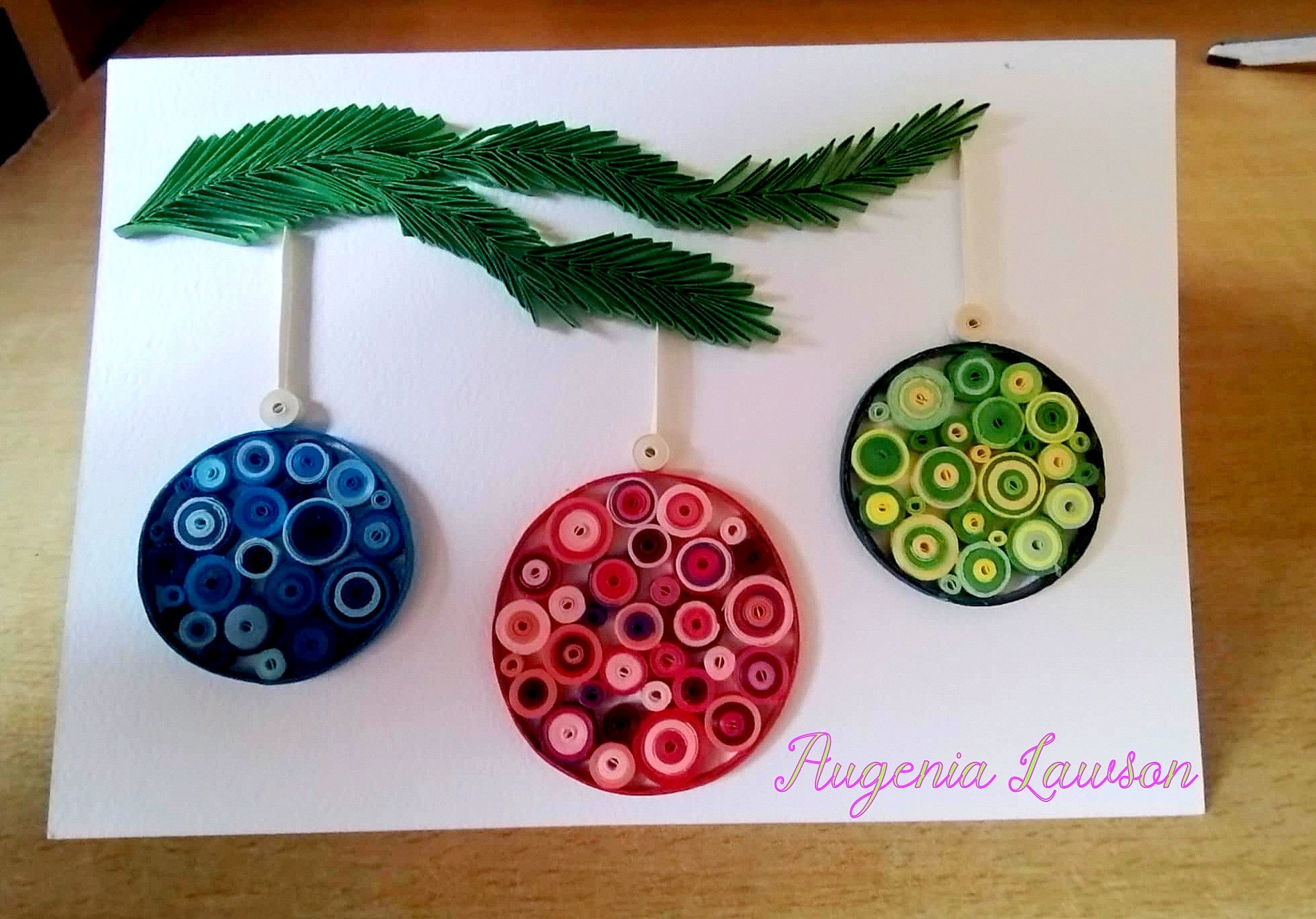 Handmade Paper Quilled Christmas Card – Baubles, Candle Poinsettia or Triple Poinsettia – Unique Festive Greeting