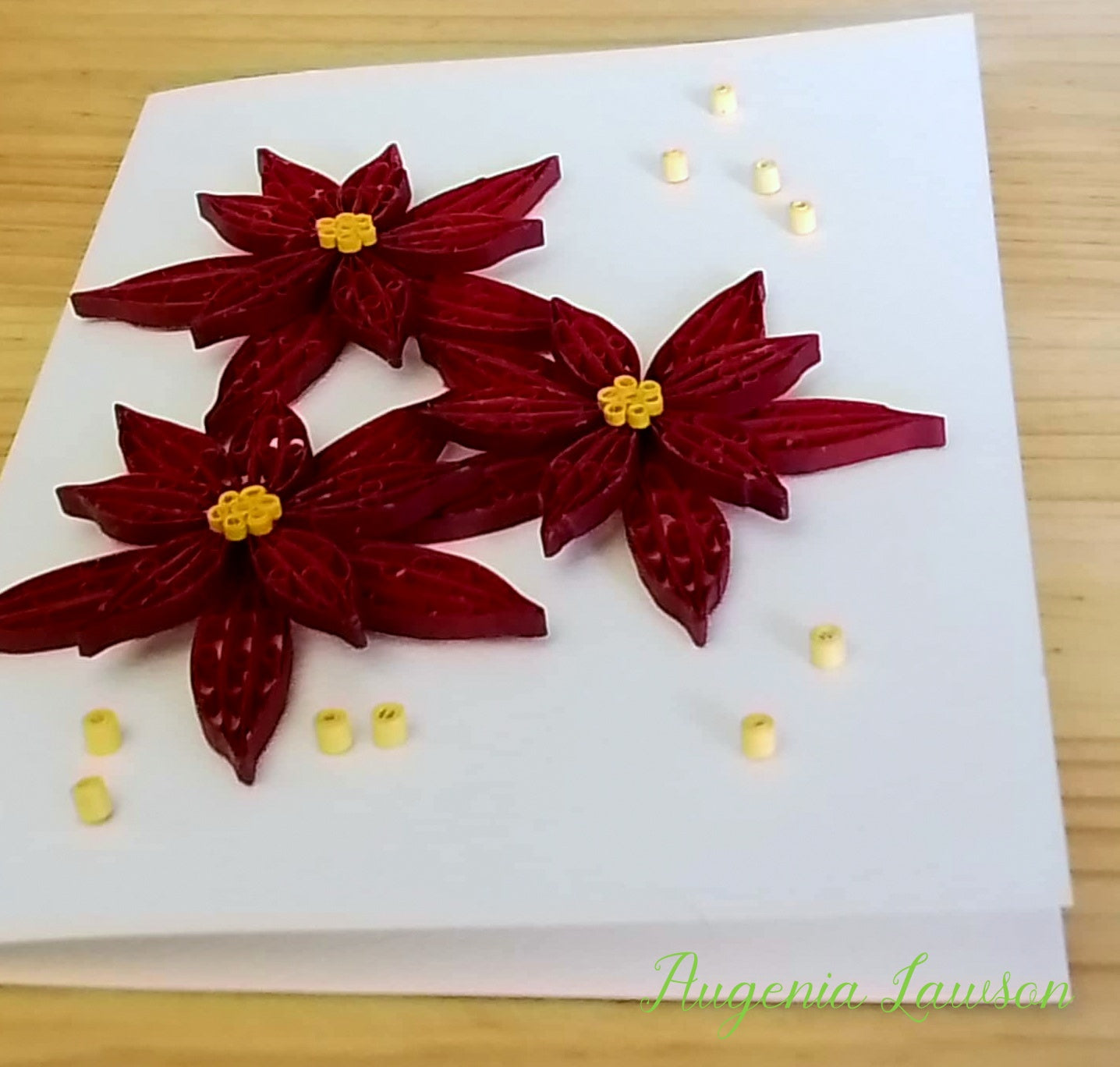 Handmade Paper Quilled Christmas Card – Baubles, Candle Poinsettia or Triple Poinsettia – Unique Festive Greeting
