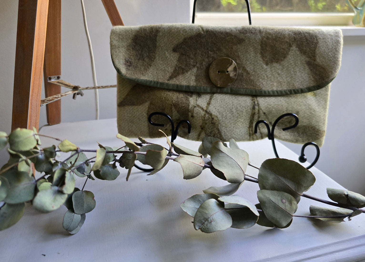 Handcrafted Botanical Eco-Printed Wool Pouch