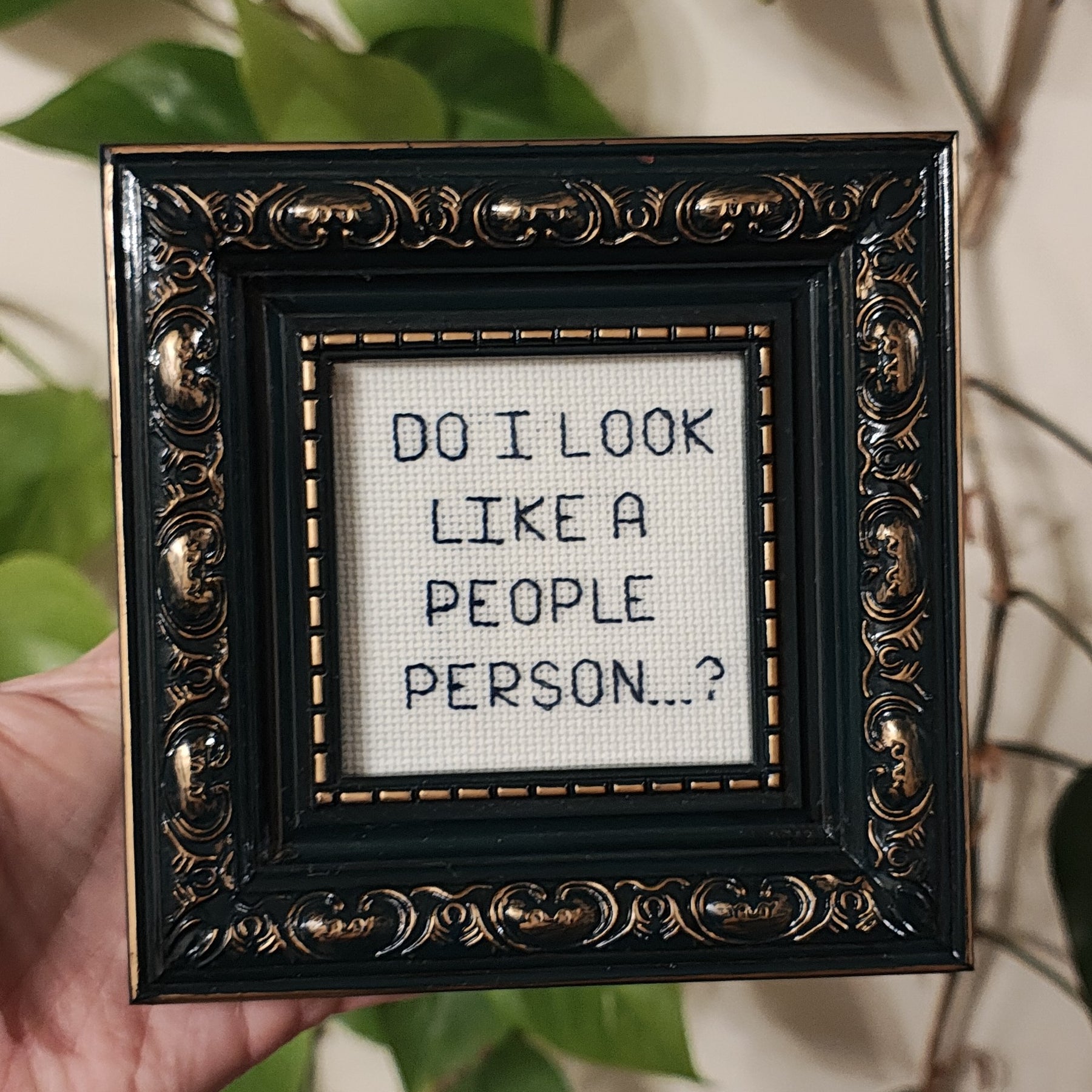 "People person...?" framed cross stitch