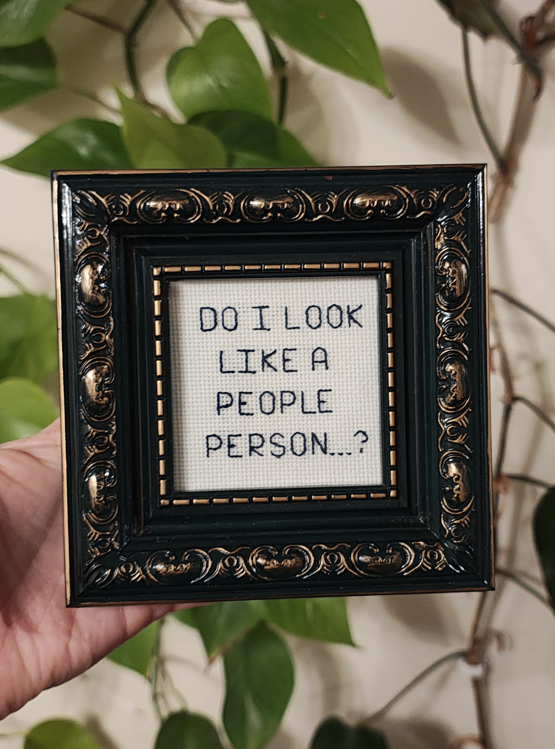 "People person...?" framed cross stitch