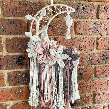 Macrame Floral Crescent Moon