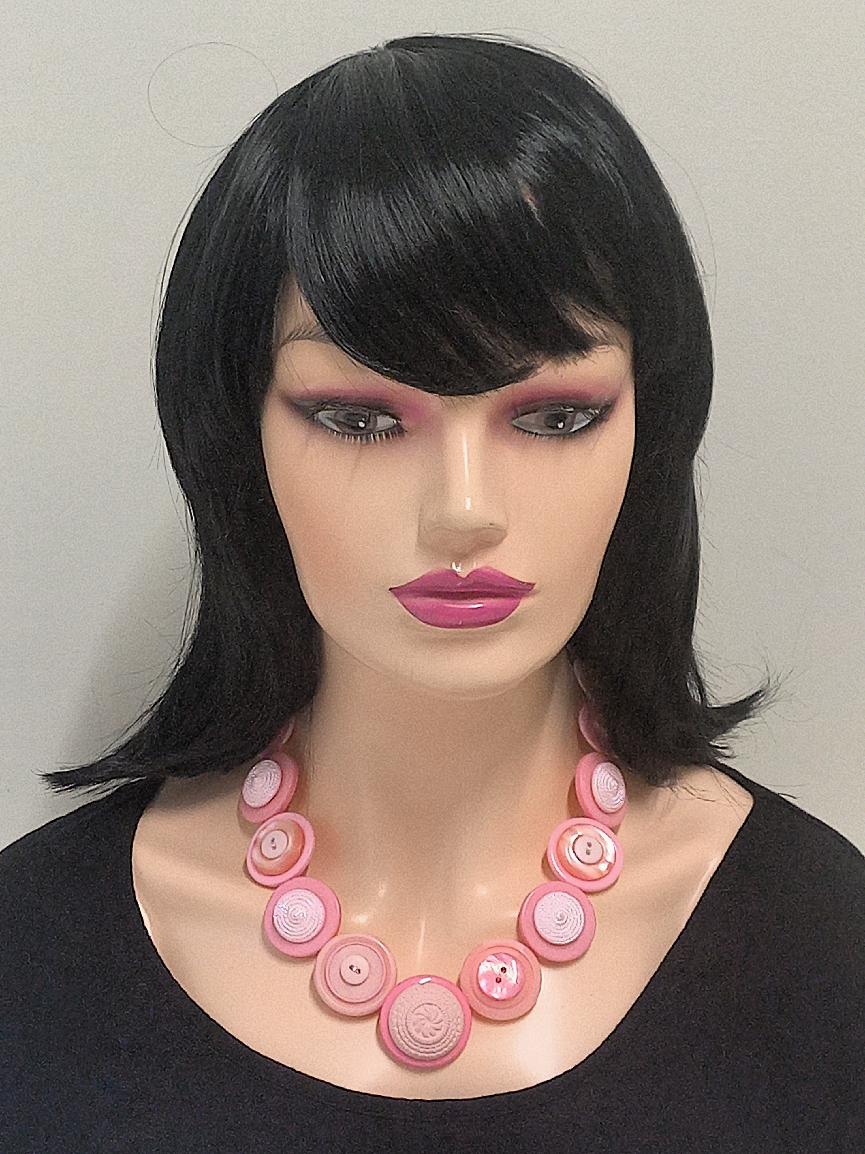 Button necklace - Pretty in Pink