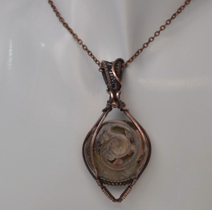 Forgotten Sea's - Natural Fossil Pendant in Antiqued Copper
