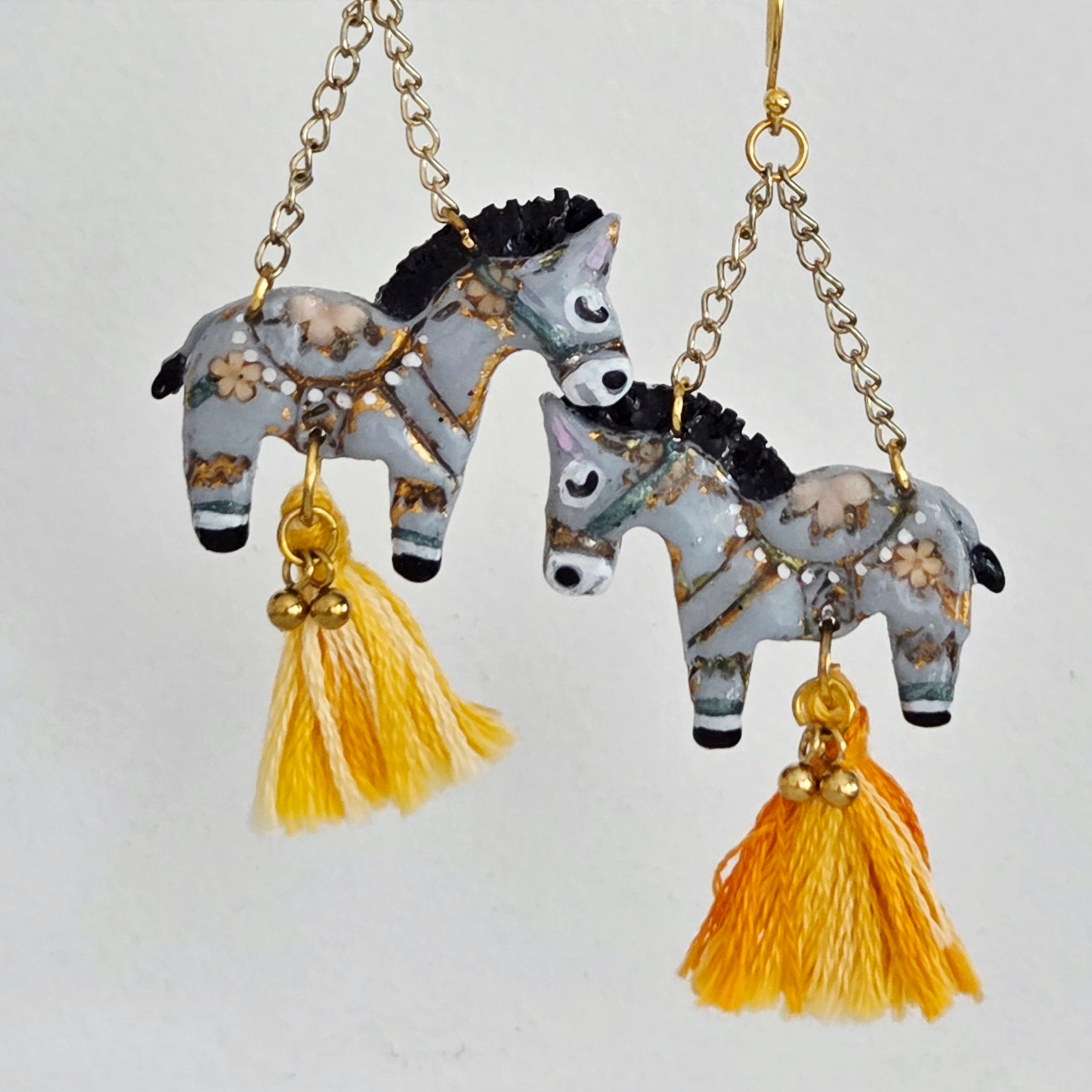 Donkey Earrings with Yellow Tassel