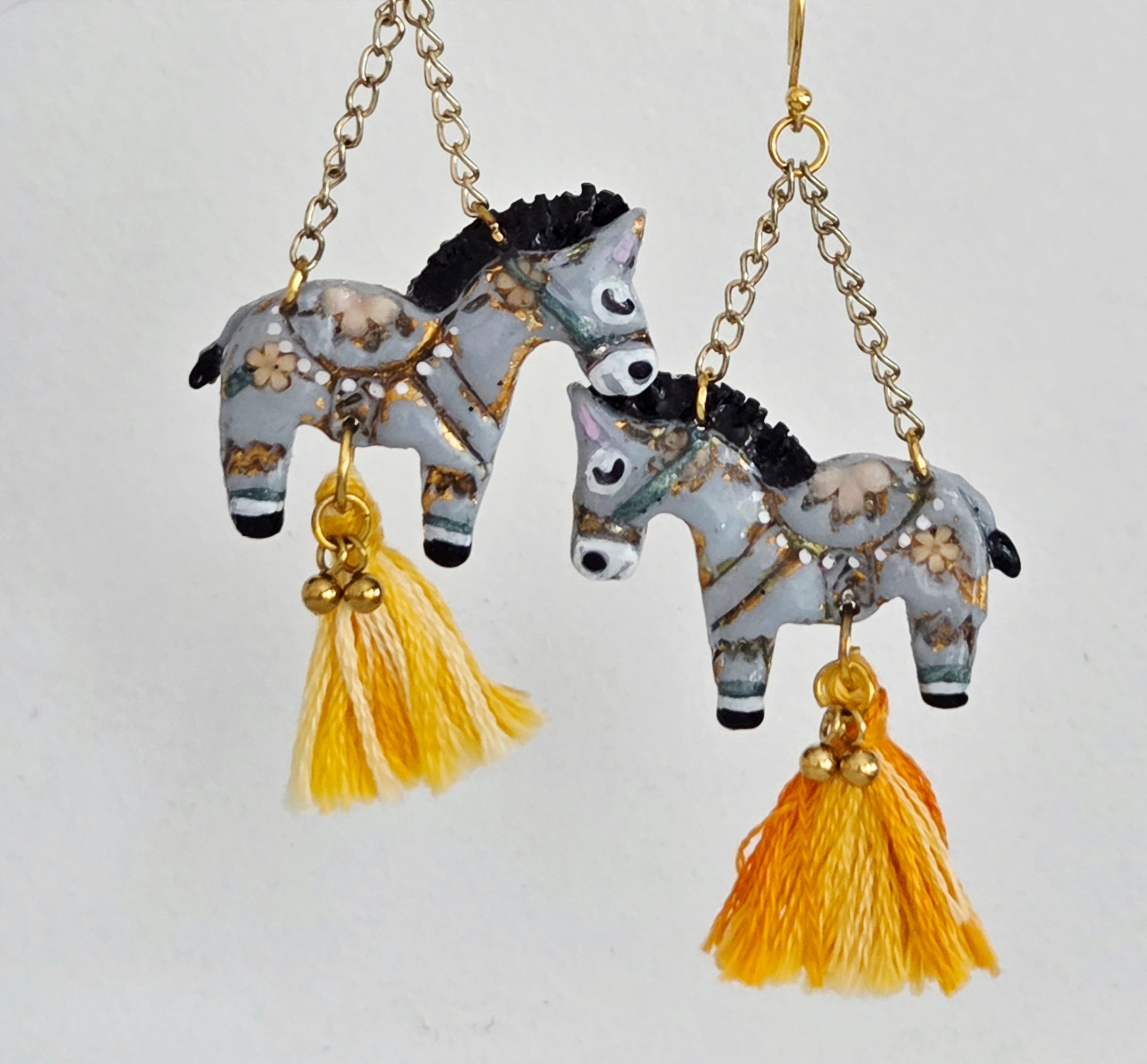 Donkey Earrings with Yellow Tassel