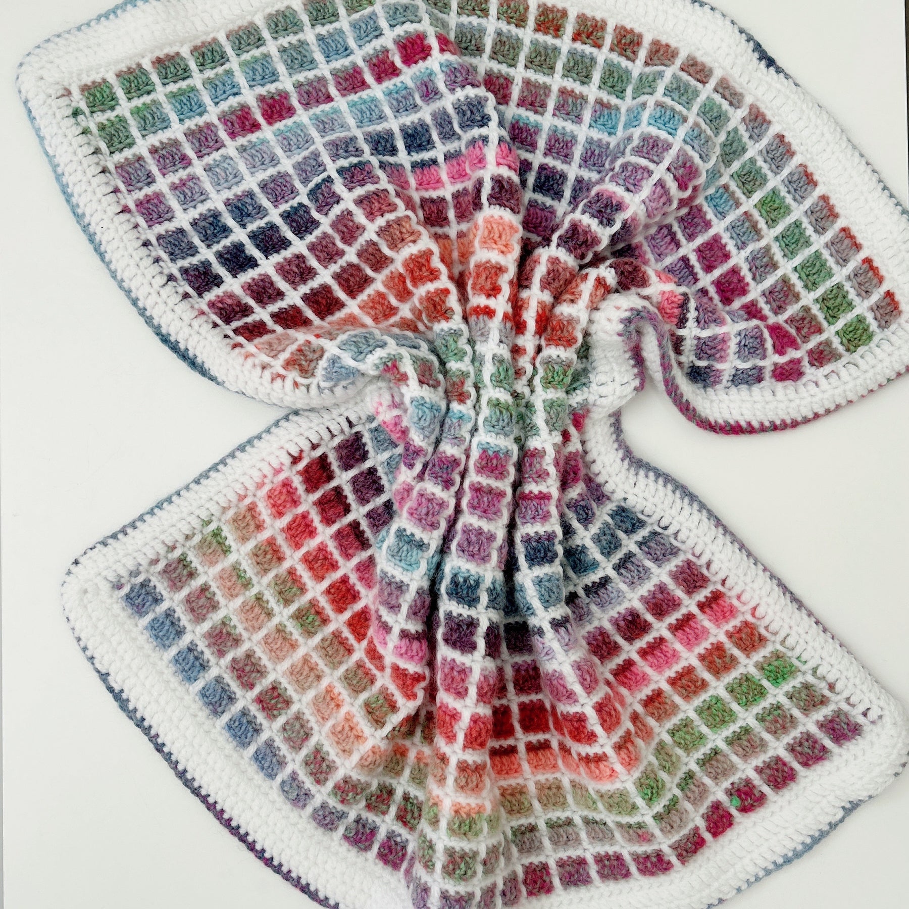 Handmade Crochet Baby Blanket, Rainbow  Lattice