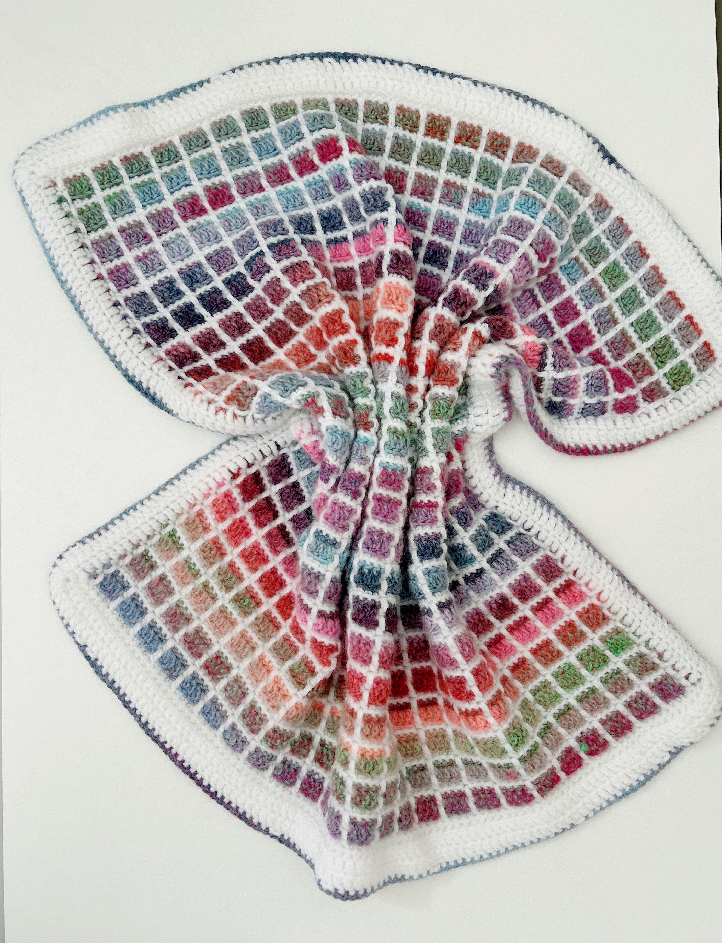 Handmade Crochet Baby Blanket, Rainbow  Lattice