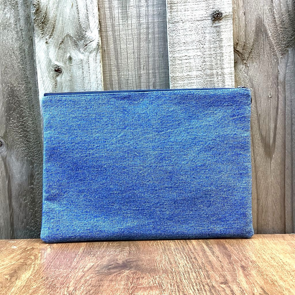 Upcycled Denim Pencil Case – Pale Stripes