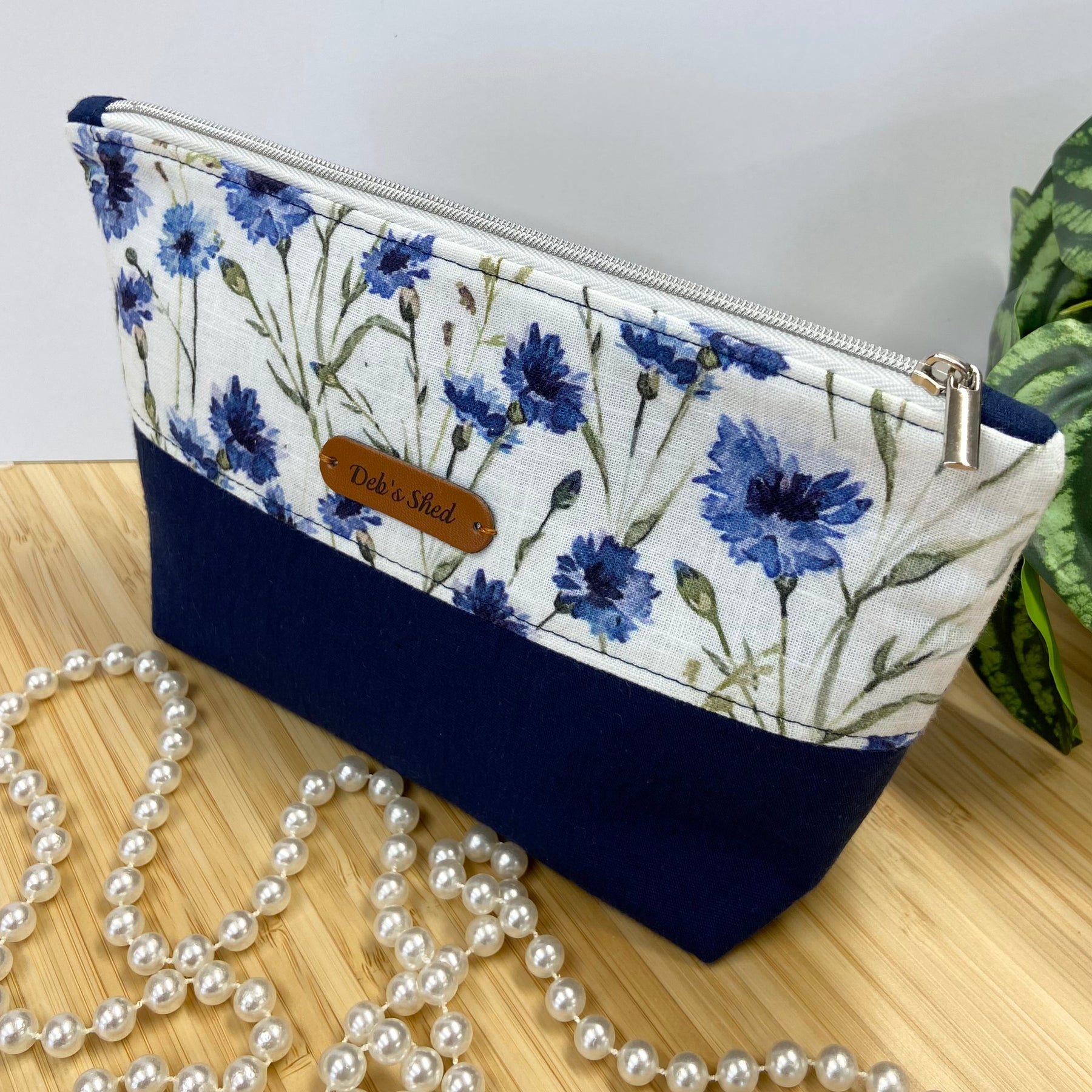Two-Tone Zipper Pouch - Cornflowers
