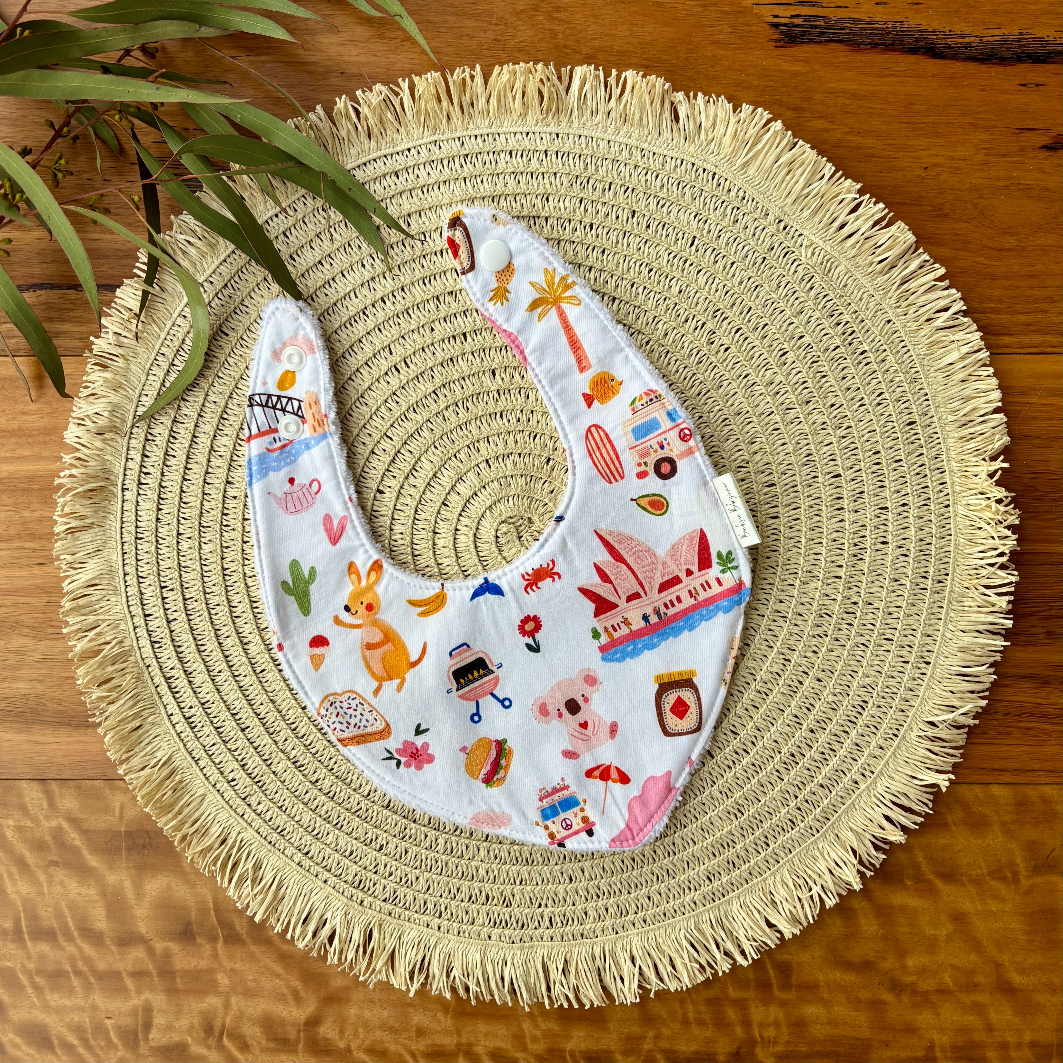 Baby Bib and Burp Cloth Set | Aussie All Over | Ready to Ship