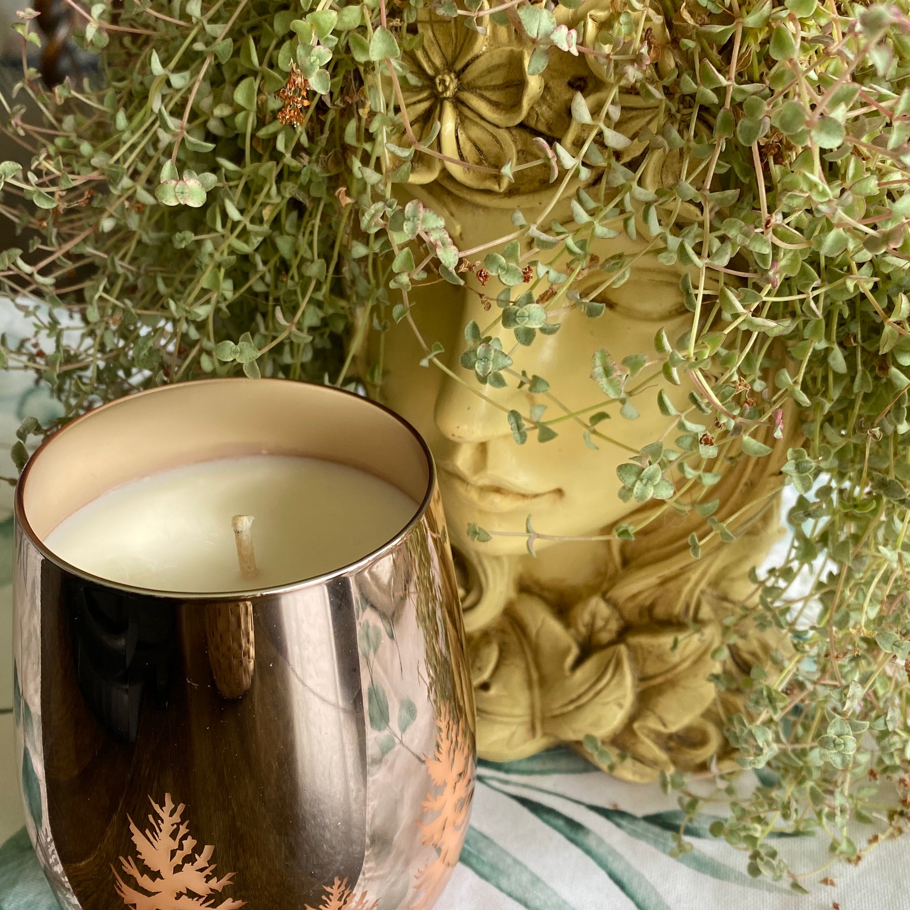 CHRISTMAS - ROSE GOLD CHRISTMAS TREES CANDLE GLASS - POURED TO ORDER