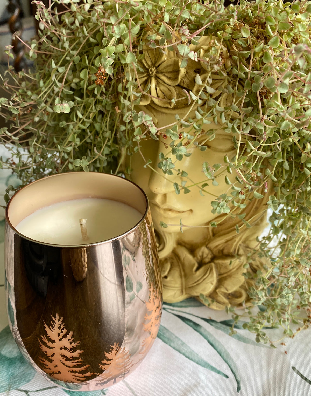 CHRISTMAS - ROSE GOLD CHRISTMAS TREES CANDLE GLASS - POURED TO ORDER
