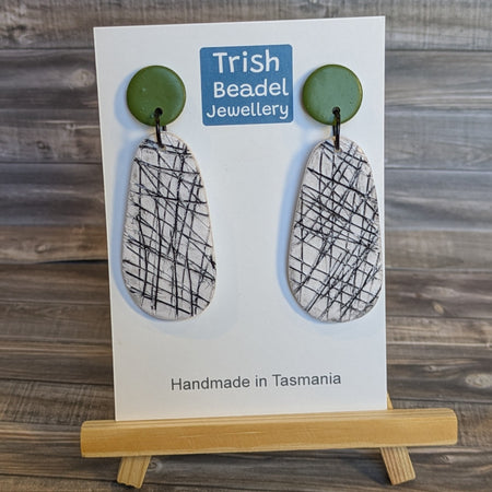 Black & white scratch earrings