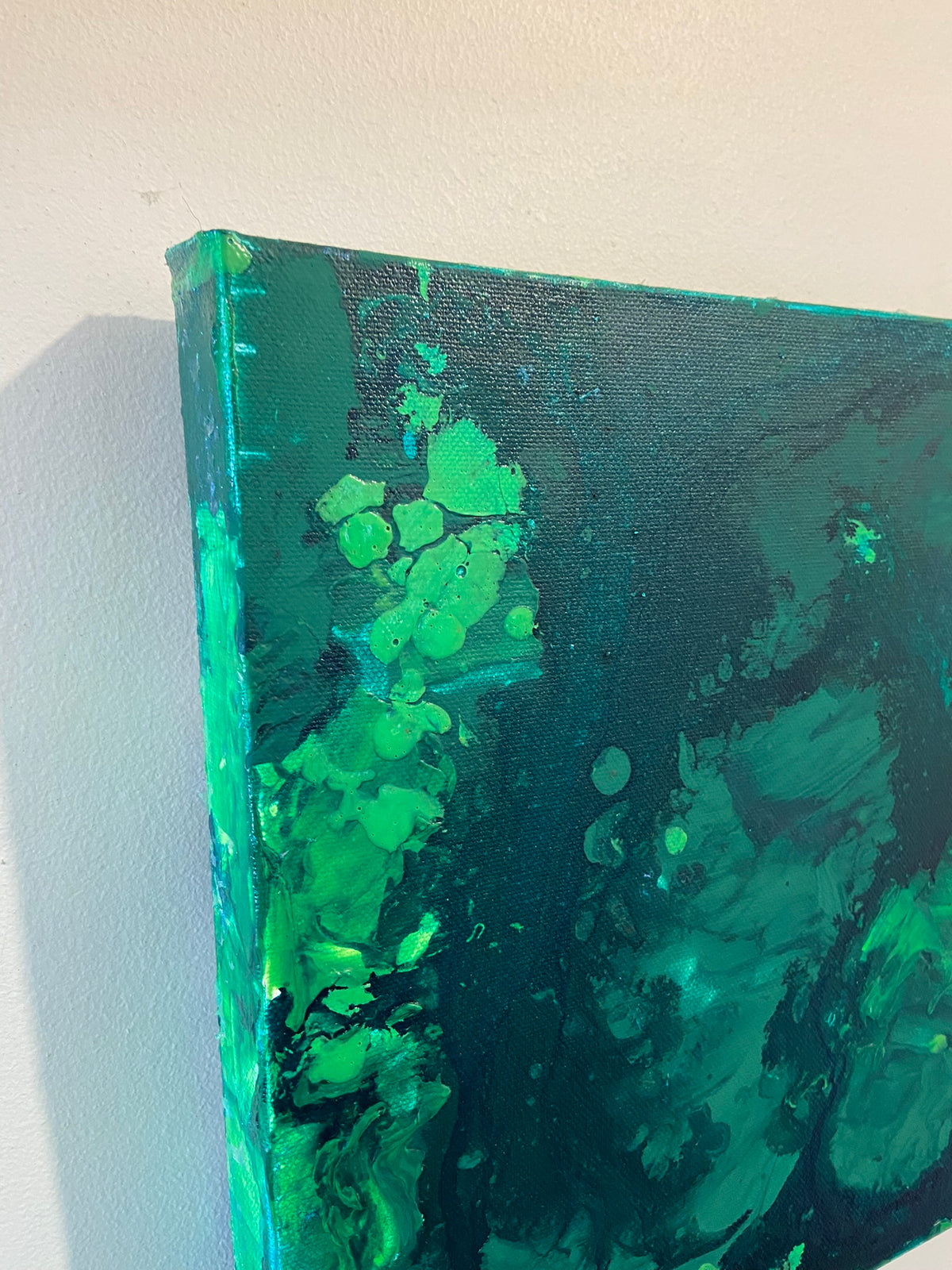 Green Aventurine Wall Art Original Abstract Acrylic Canvas Painting
