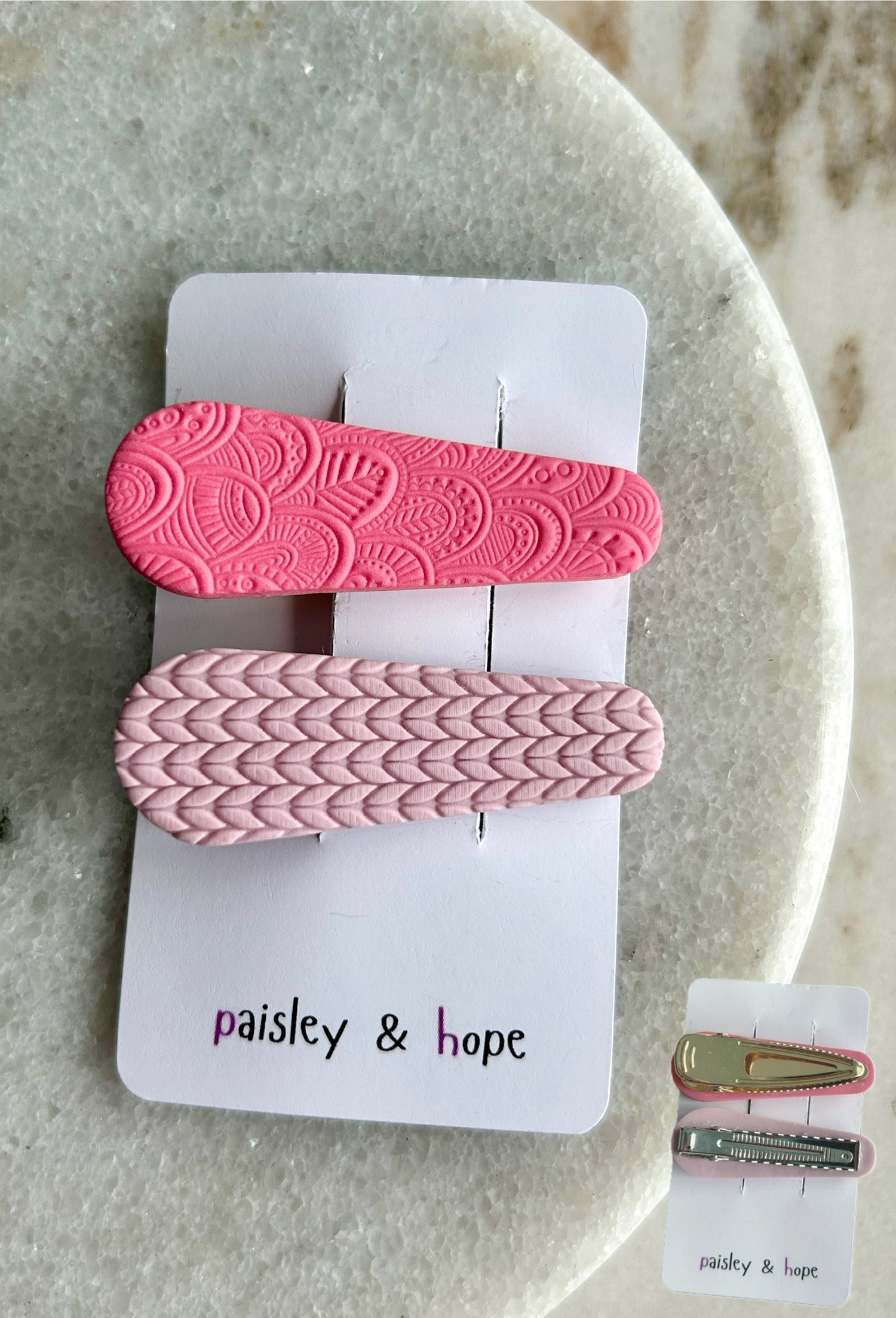 Polymer Clay Hair Clip - pack of 2 - Choose colour/design