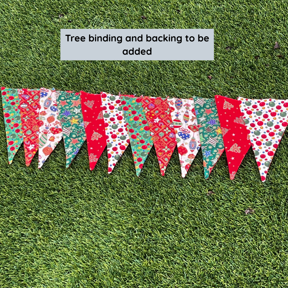 Handmade Bunting | Christmas | Stars | Baubles | Trees | 12 flags | double sided