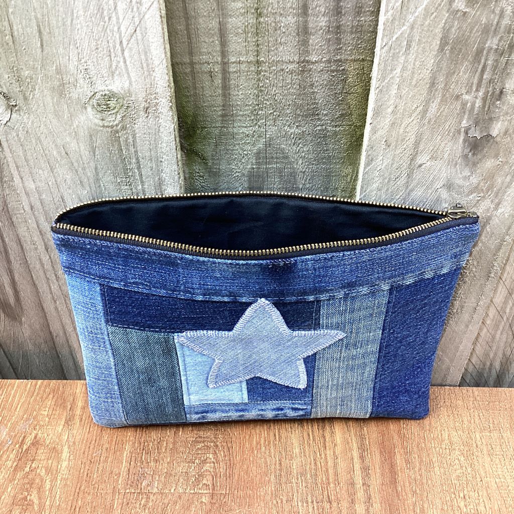 Upcycled Denim Pencil Case – Denim Star